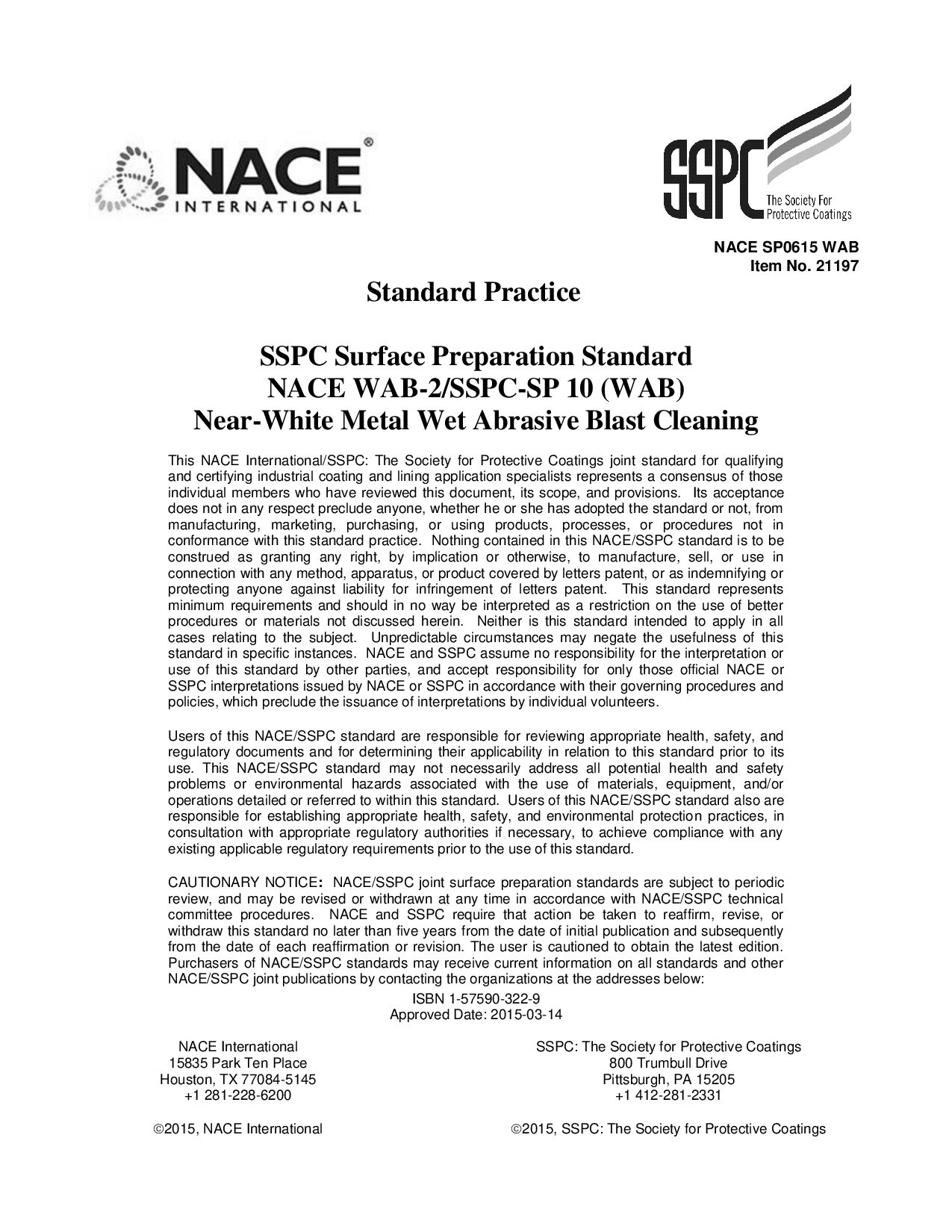 NACE SP0615-2015封面图