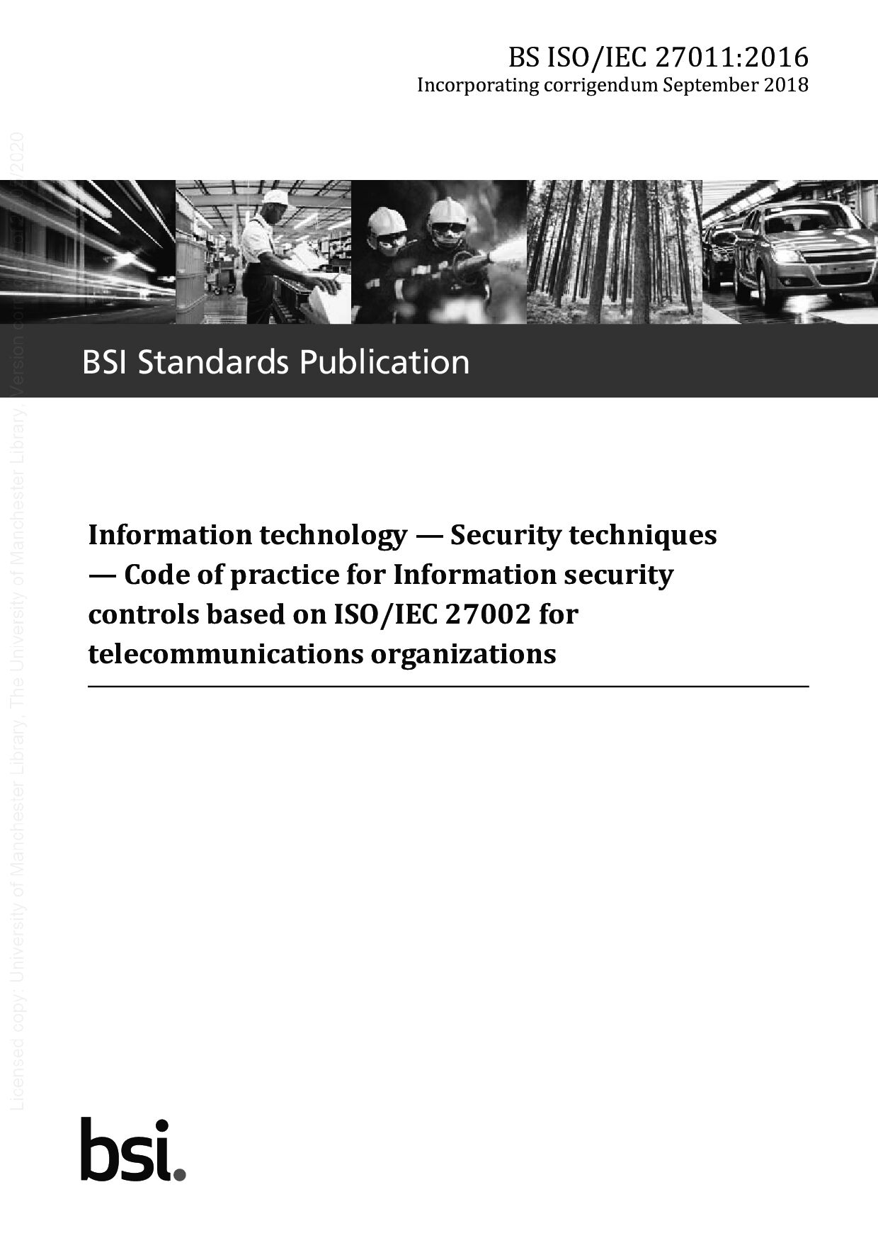 BS ISO/IEC 27011:2016(2018)封面图