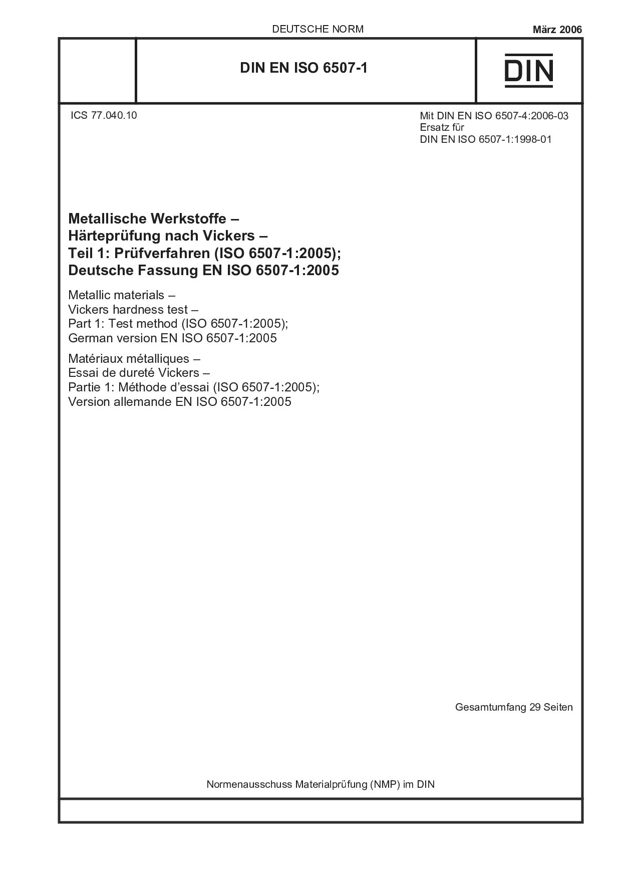 DIN EN ISO 6507-1:2006封面图