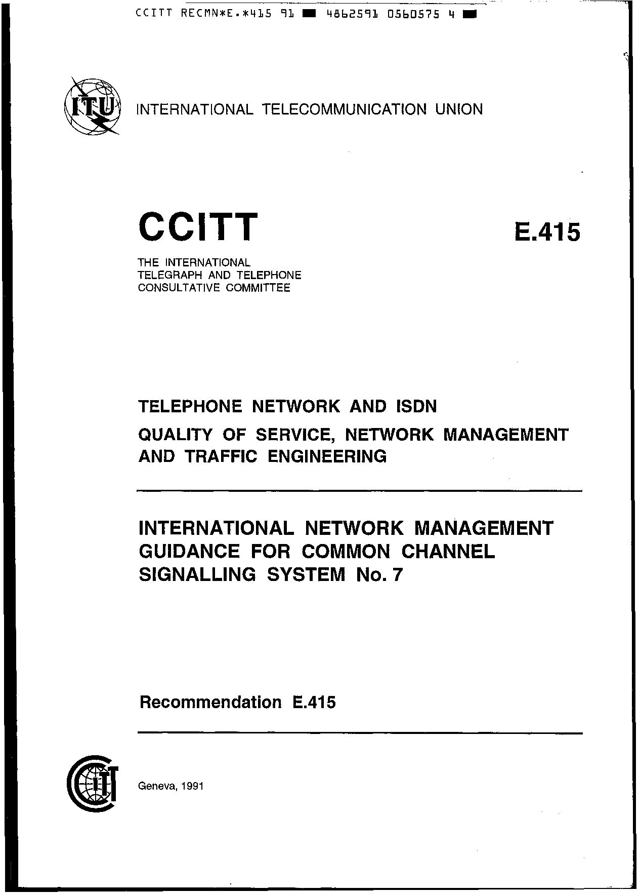 ITU-T E.415-1991