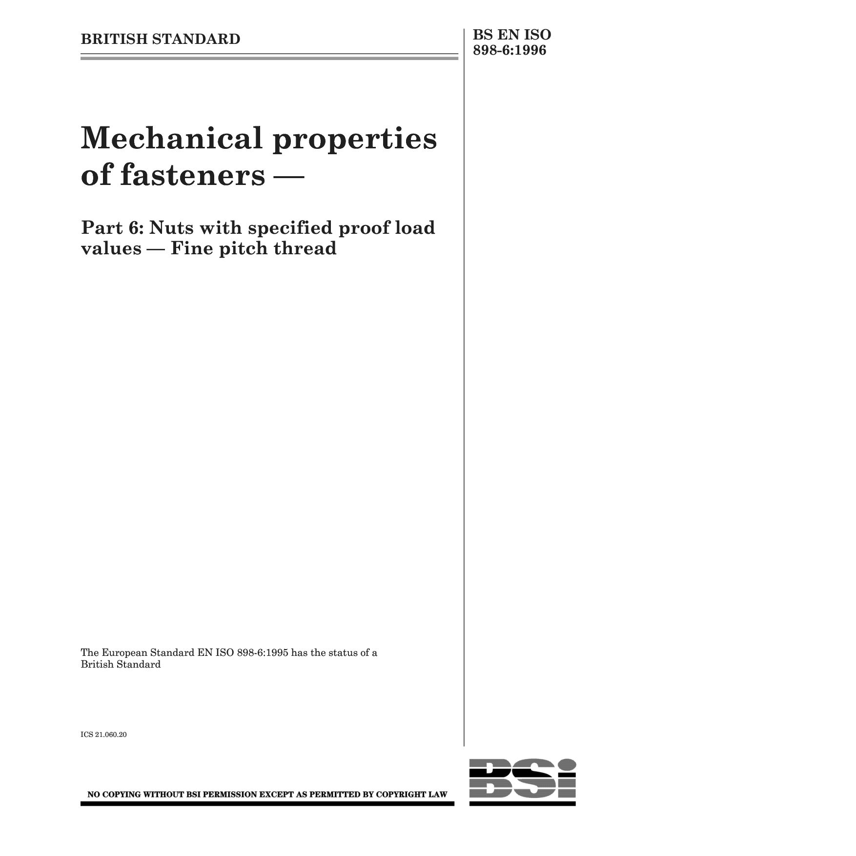 BS EN ISO 898-6:1996(1999)封面图