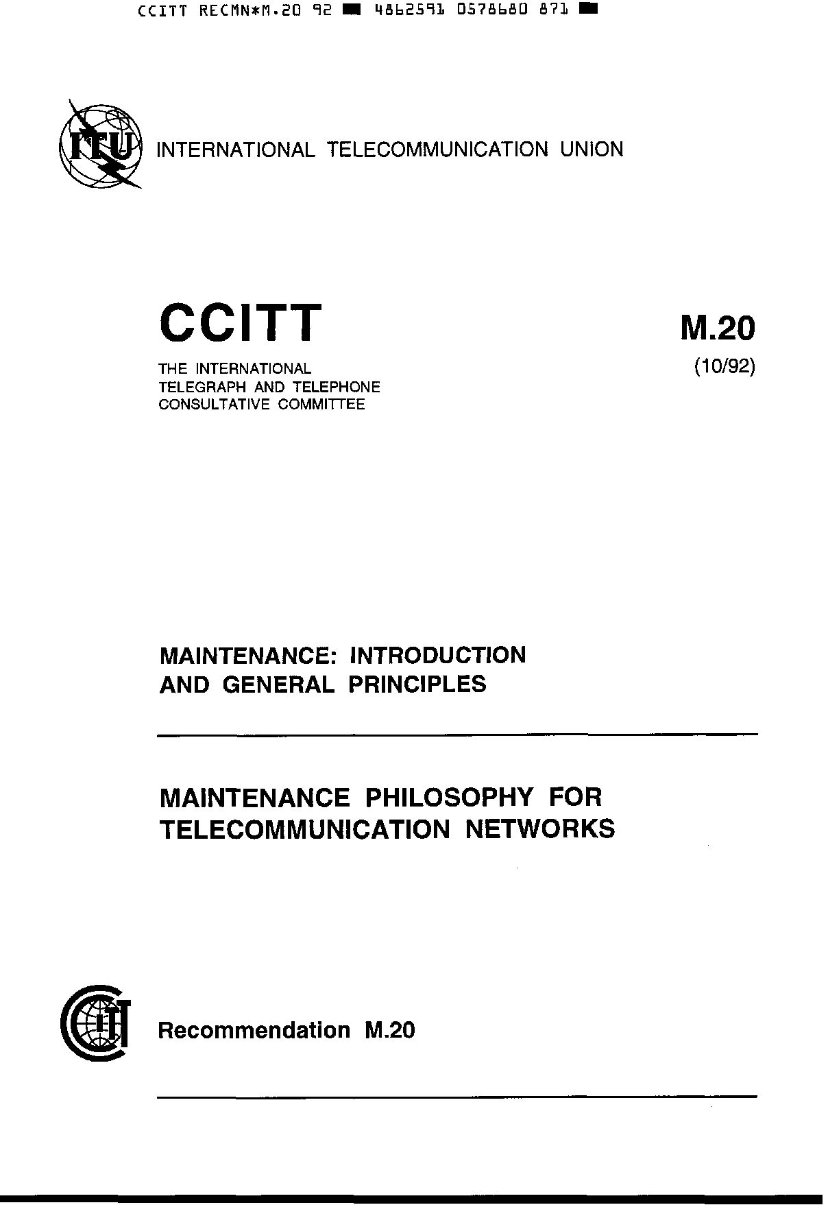 ITU-T M.20-1992封面图