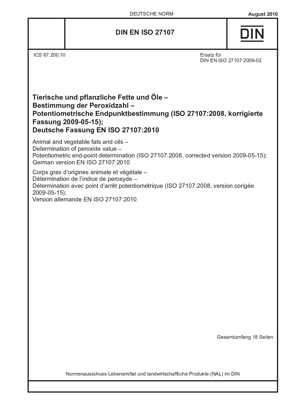 DIN EN ISO 27107:2010封面图