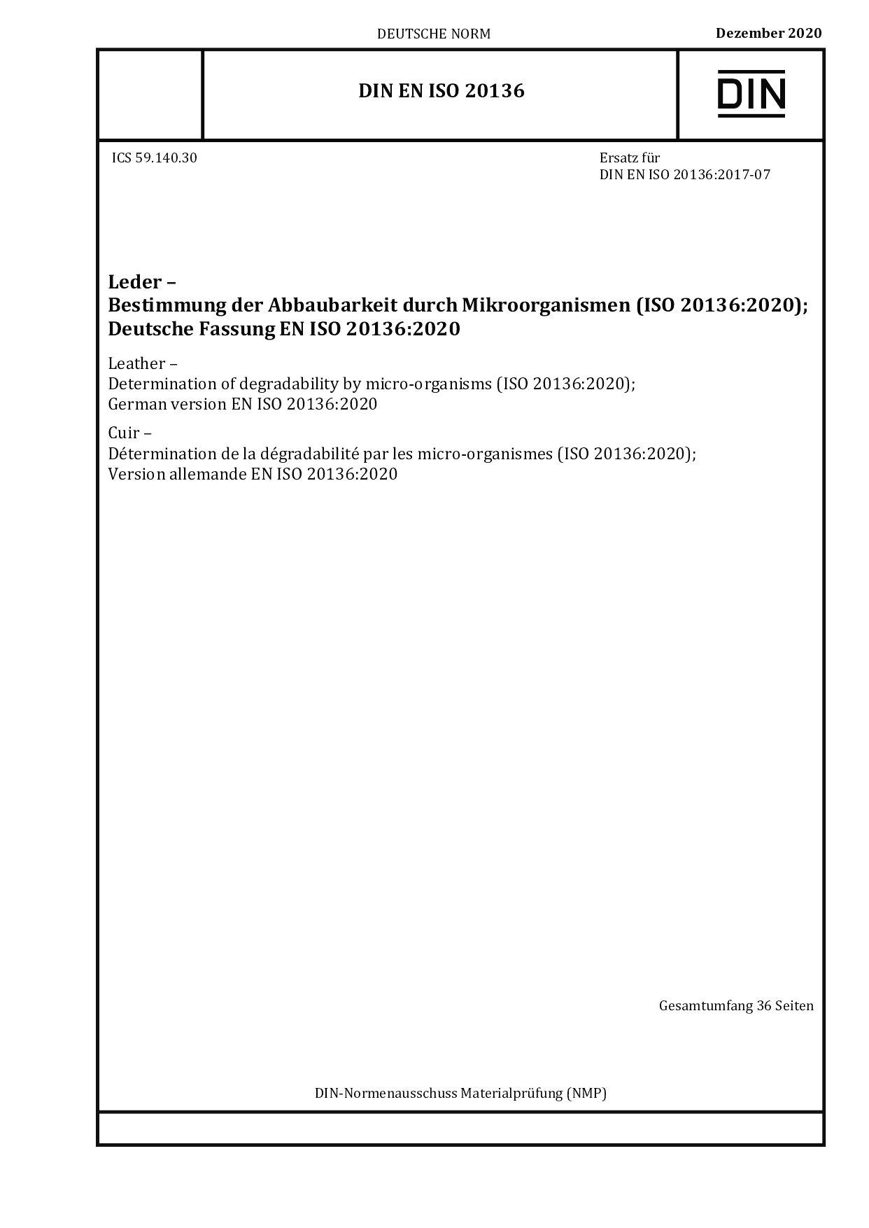 DIN EN ISO 20136:2020封面图