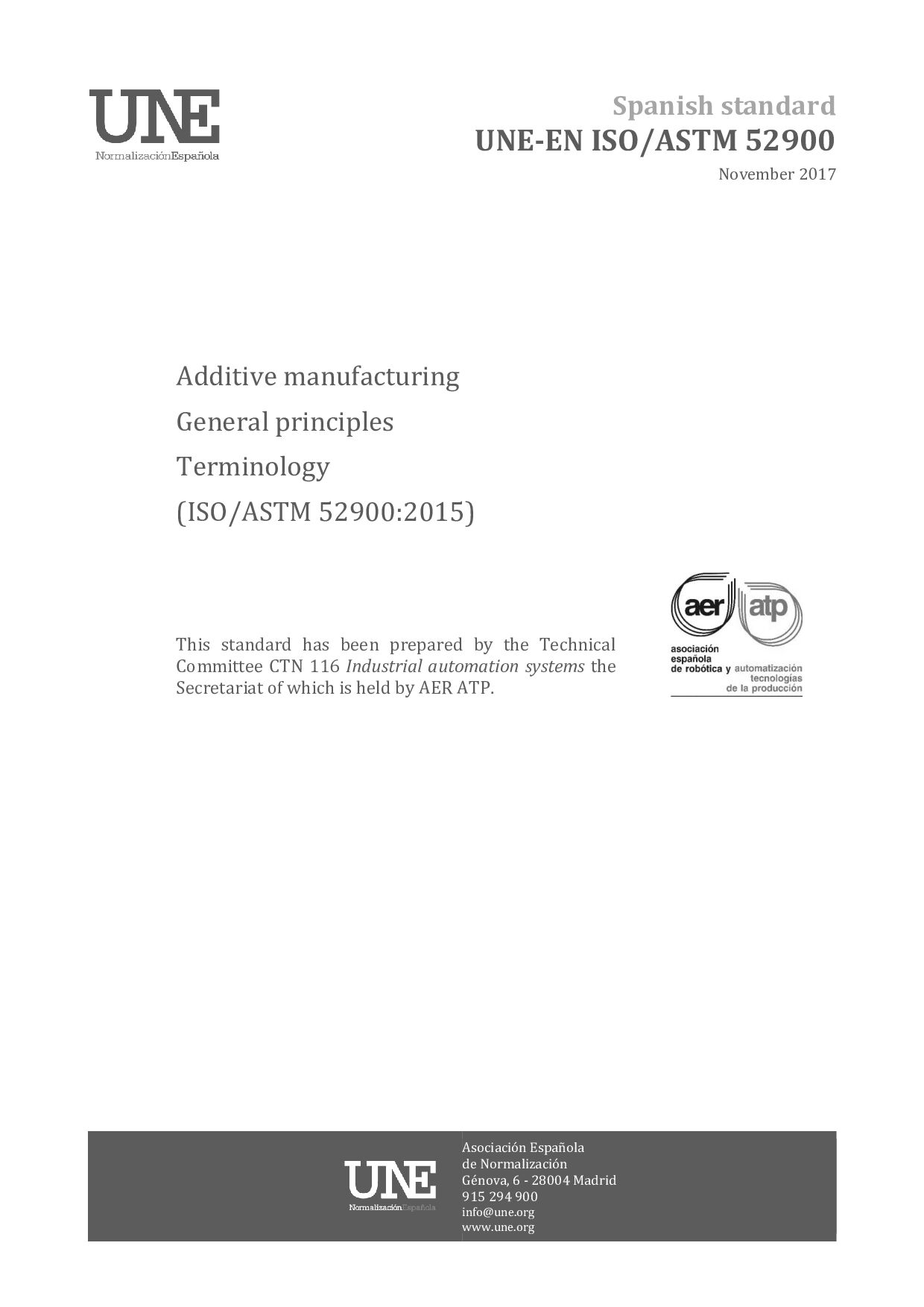 UNE-EN ISO/ASTM 52900:2017封面图