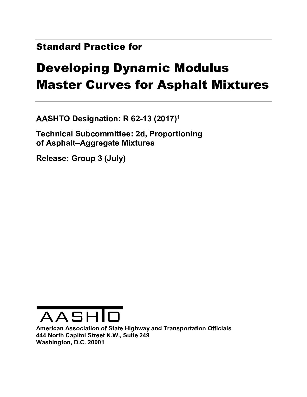 AASHTO R 62-2013(R2017)封面图