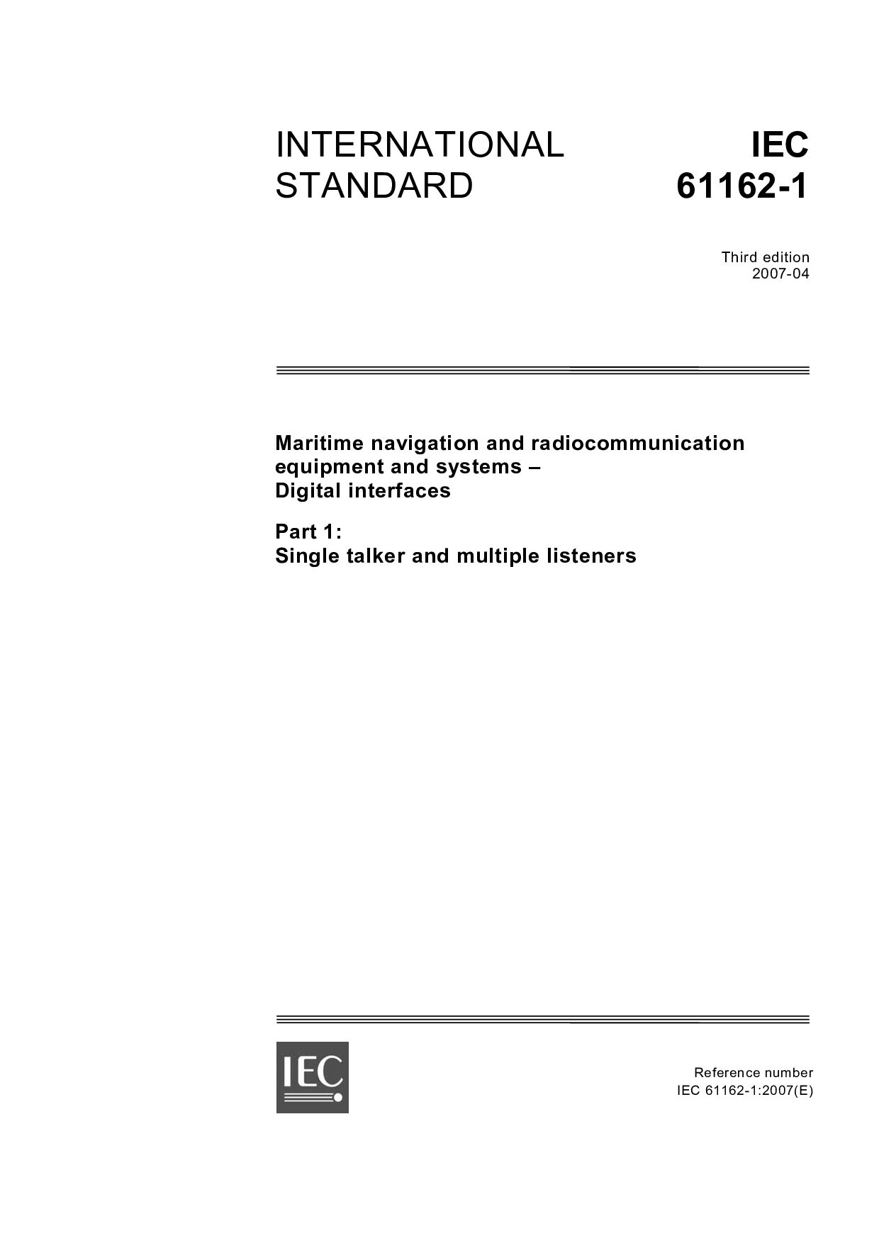 IEC 61162-1:2007封面图