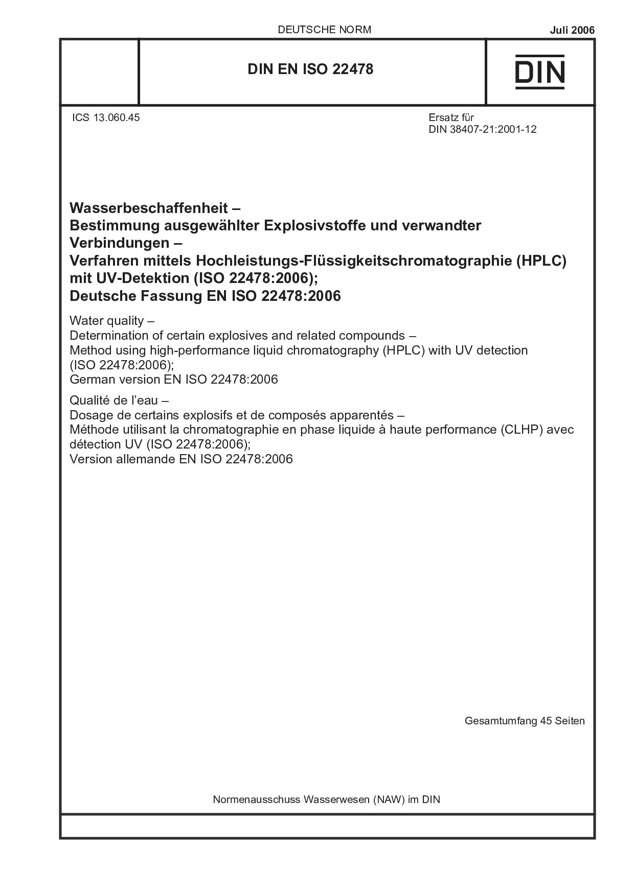 DIN EN ISO 22478:2006-07封面图