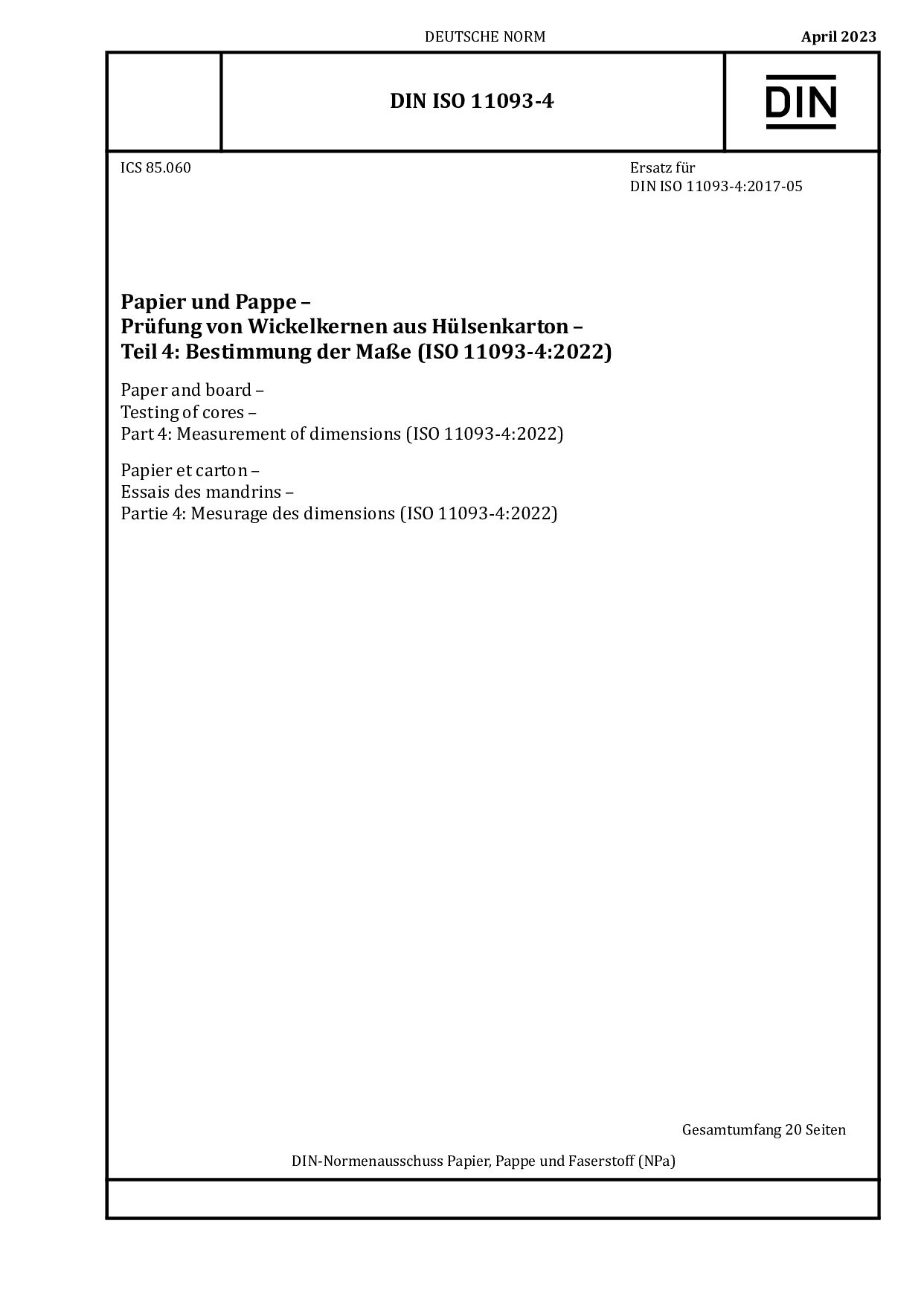 DIN ISO 11093-4:2023封面图