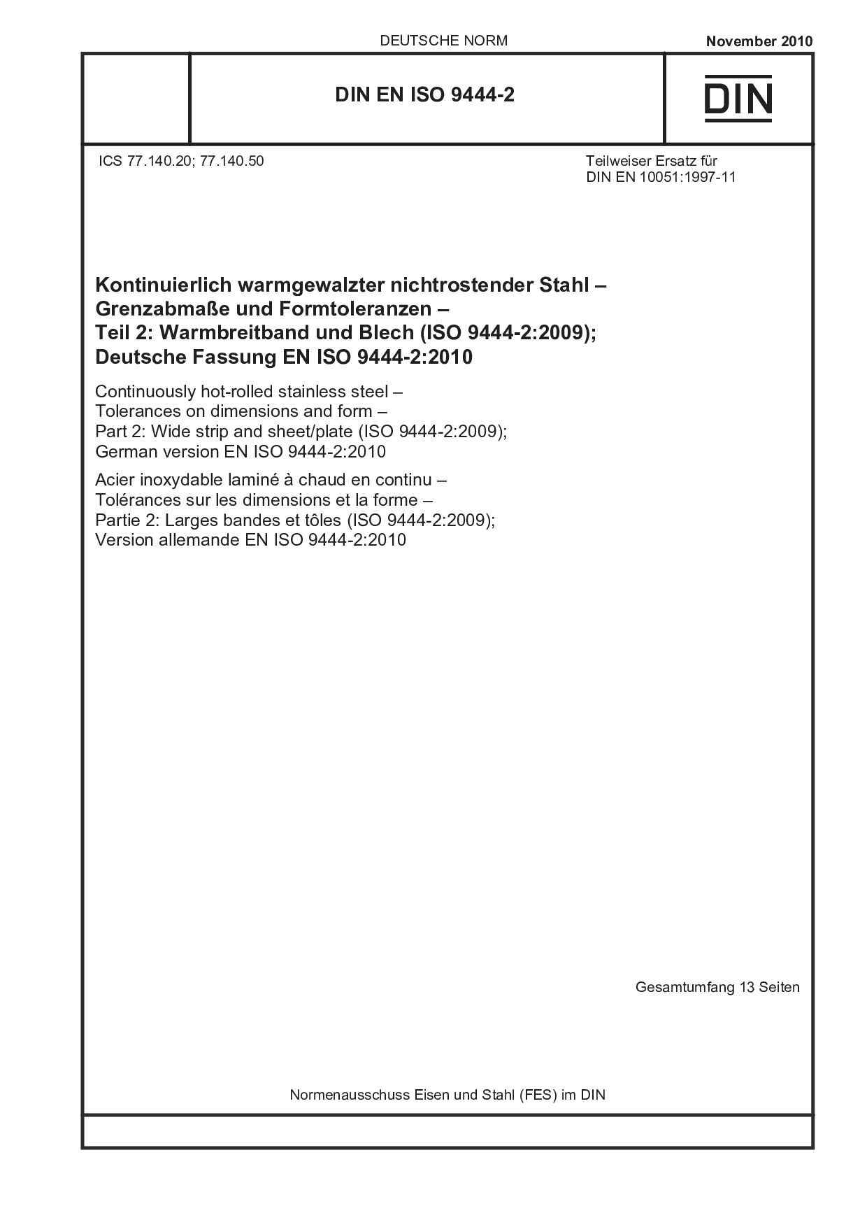 DIN EN ISO 9444-2:2010-11封面图