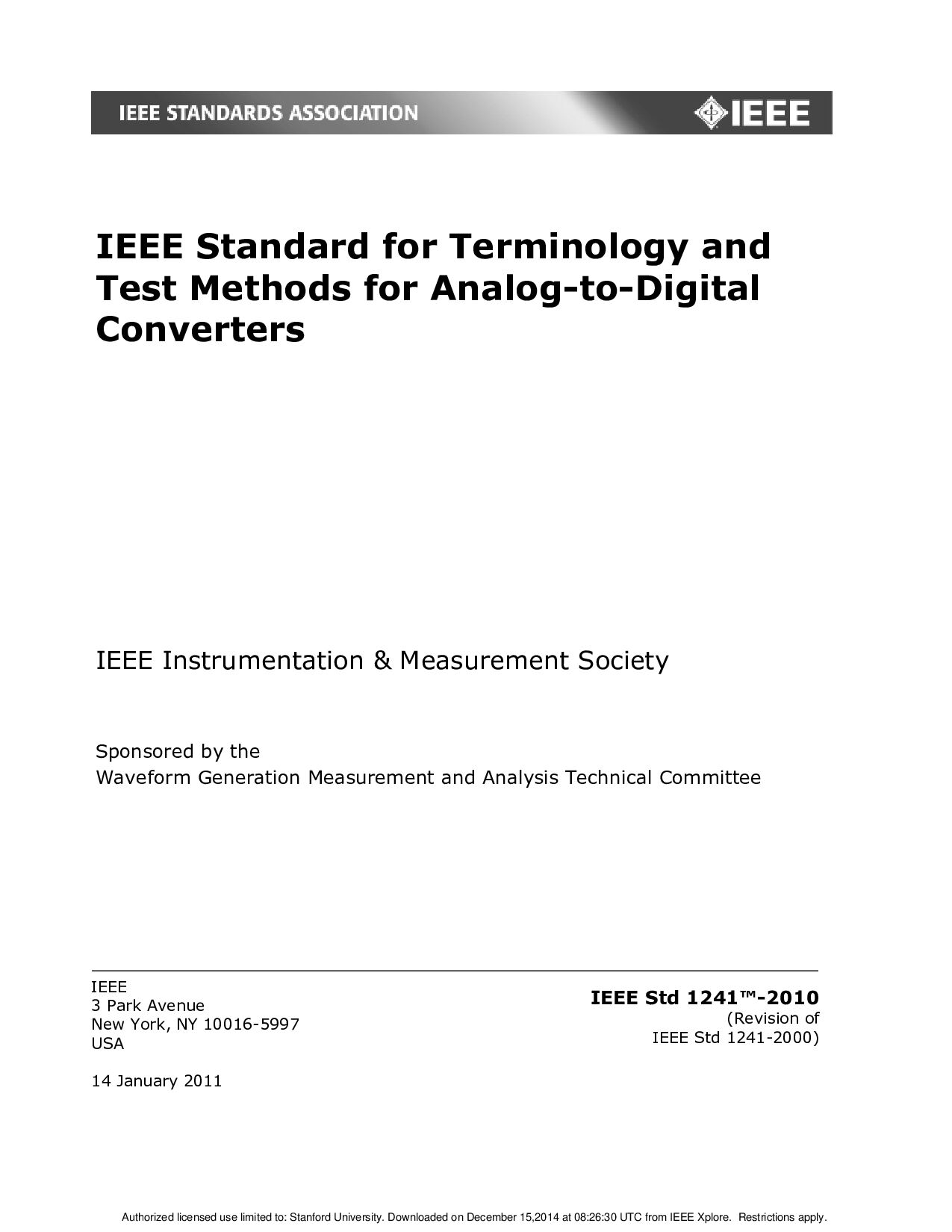 IEEE Std 1241-2010封面图
