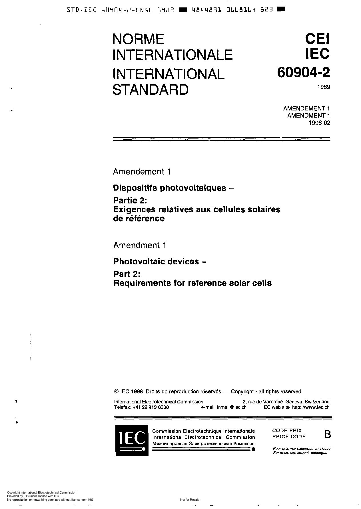 IEC 60904-2:1989封面图