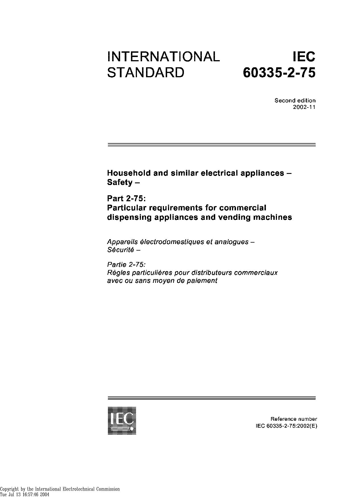 IEC 60335-2-75:2002封面图