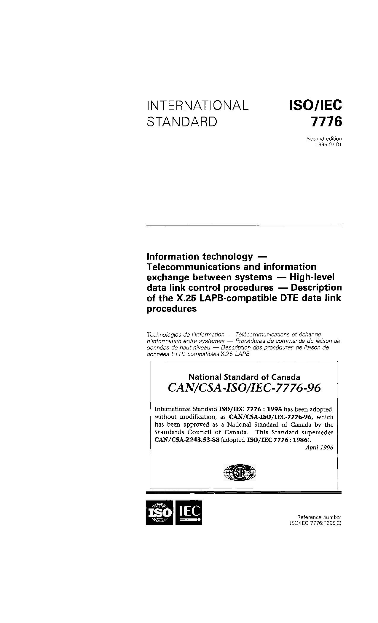 CAN/CSA-ISO/IEC 7776:1996