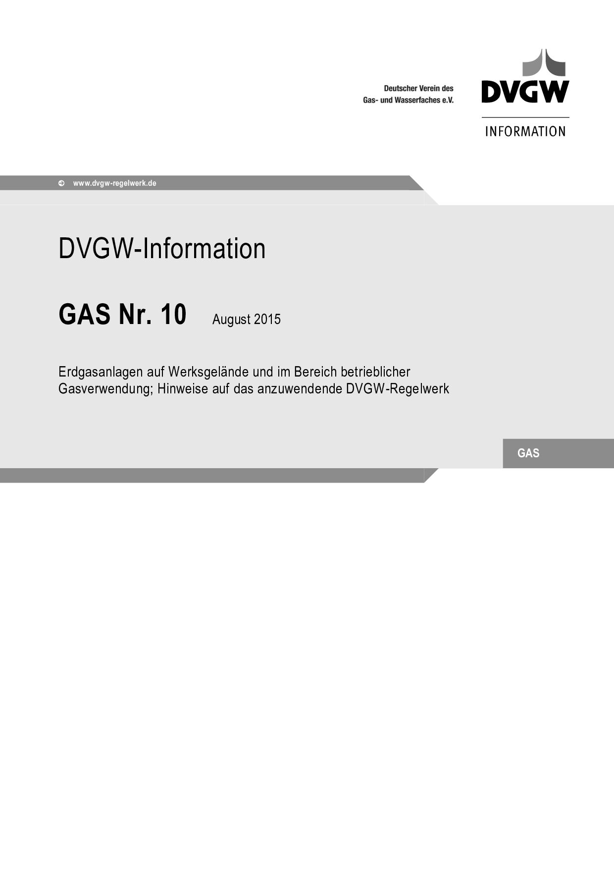 DVGW G Information Nr 10:2015-08
