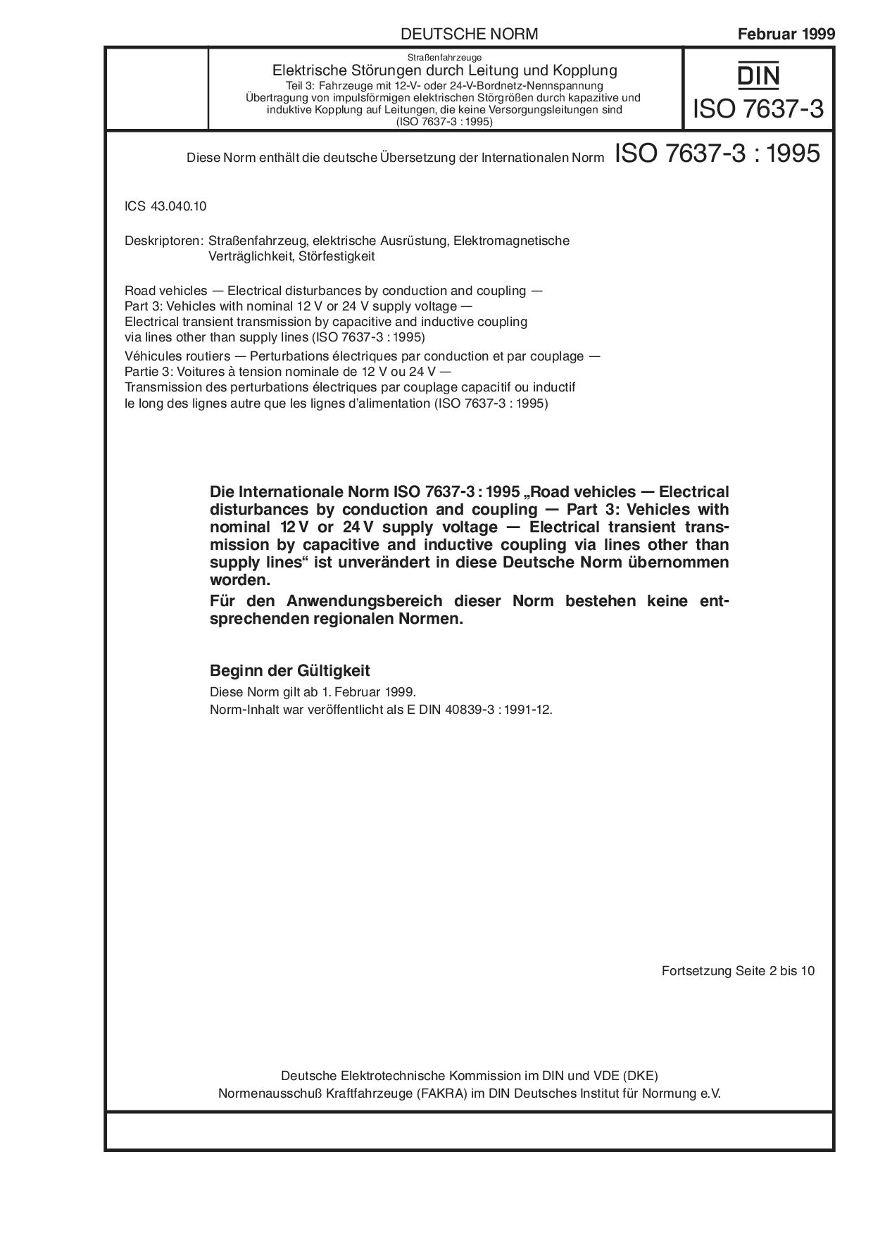 DIN ISO 7637-3:1999-02封面图