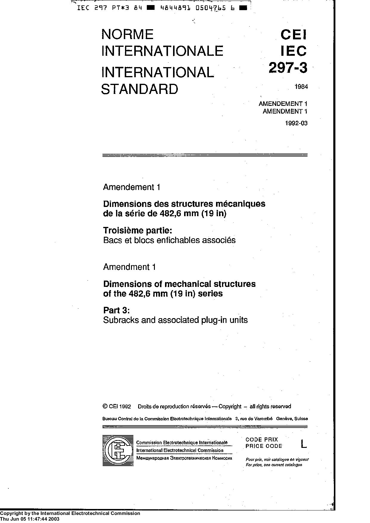 IEC 60297-3:1984