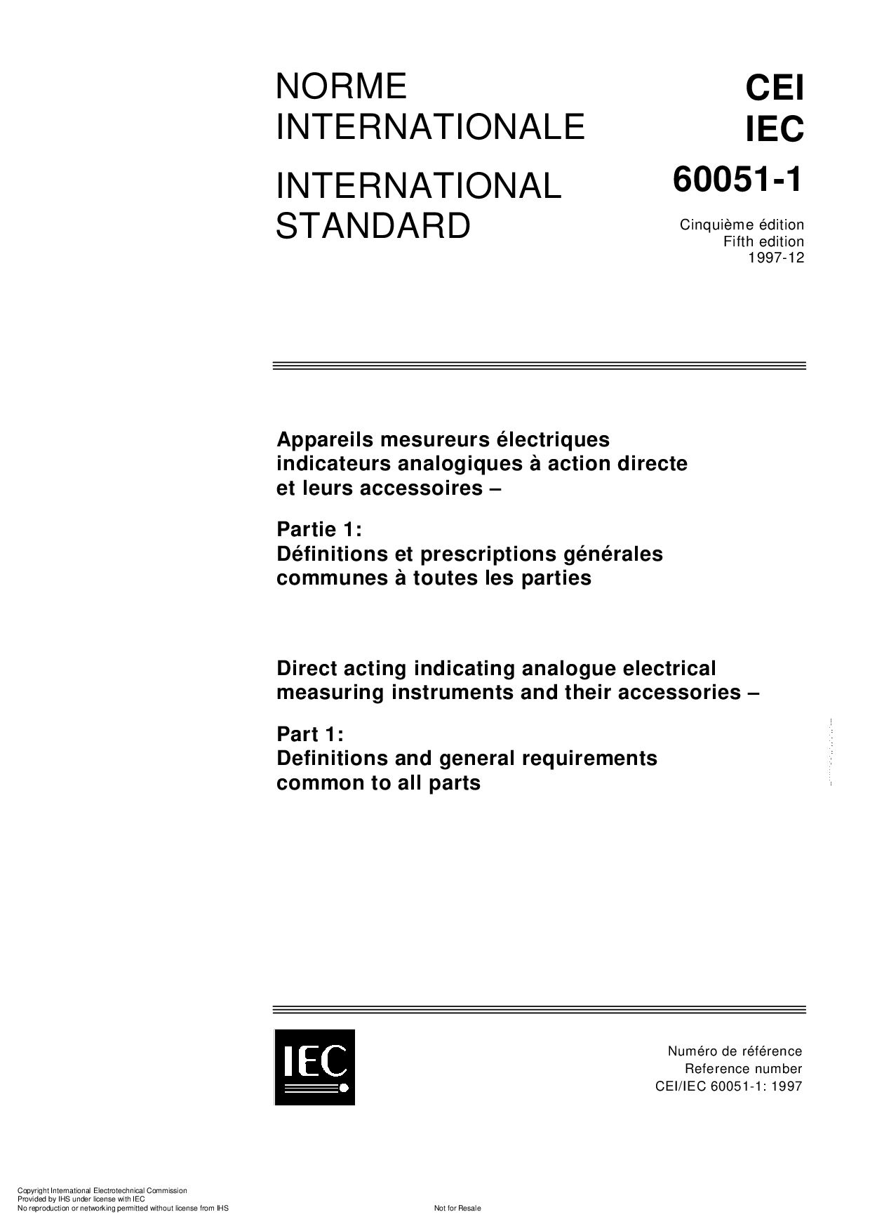 IEC 60051-1:1997封面图