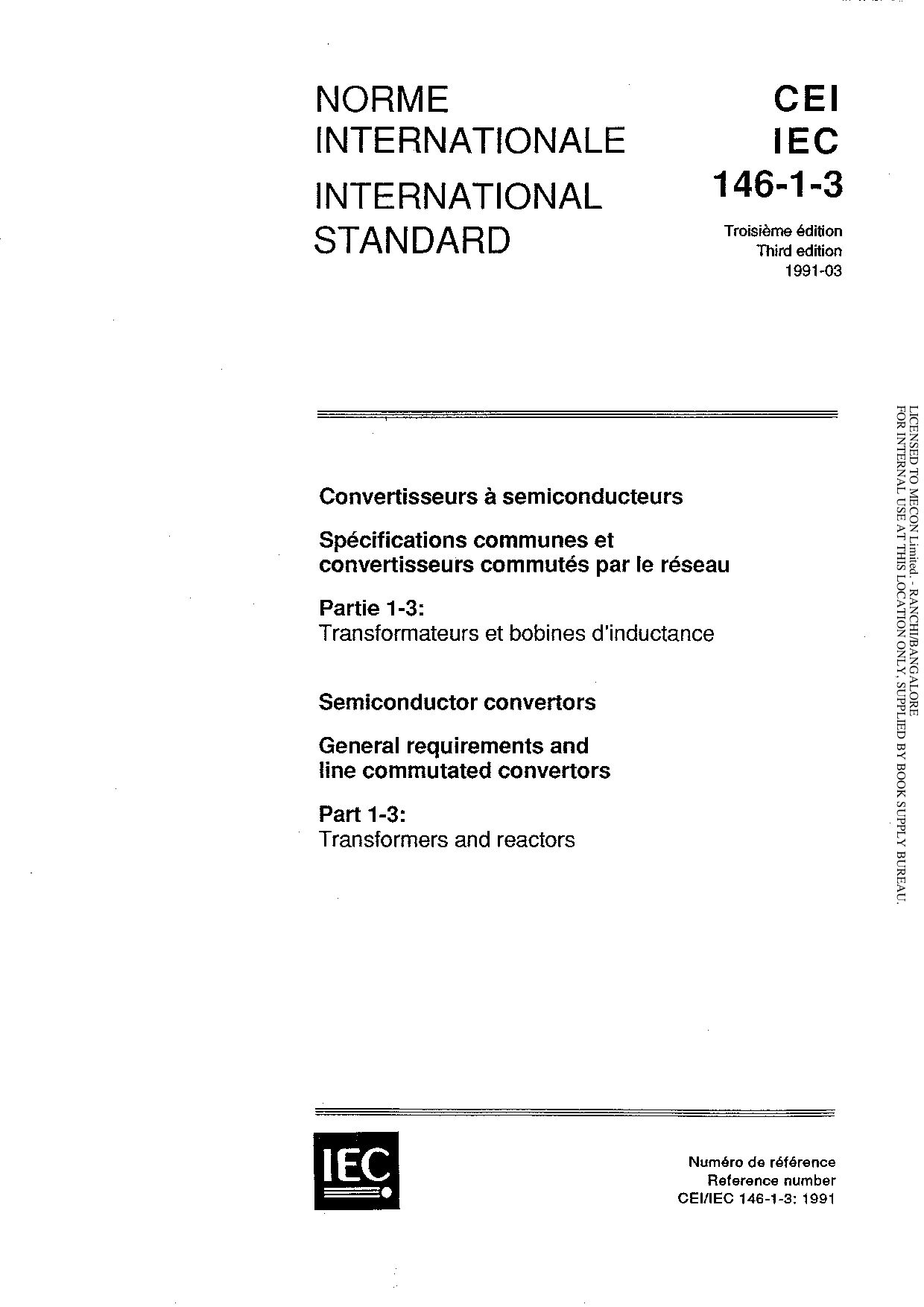 IEC 60146-1-3:1991封面图