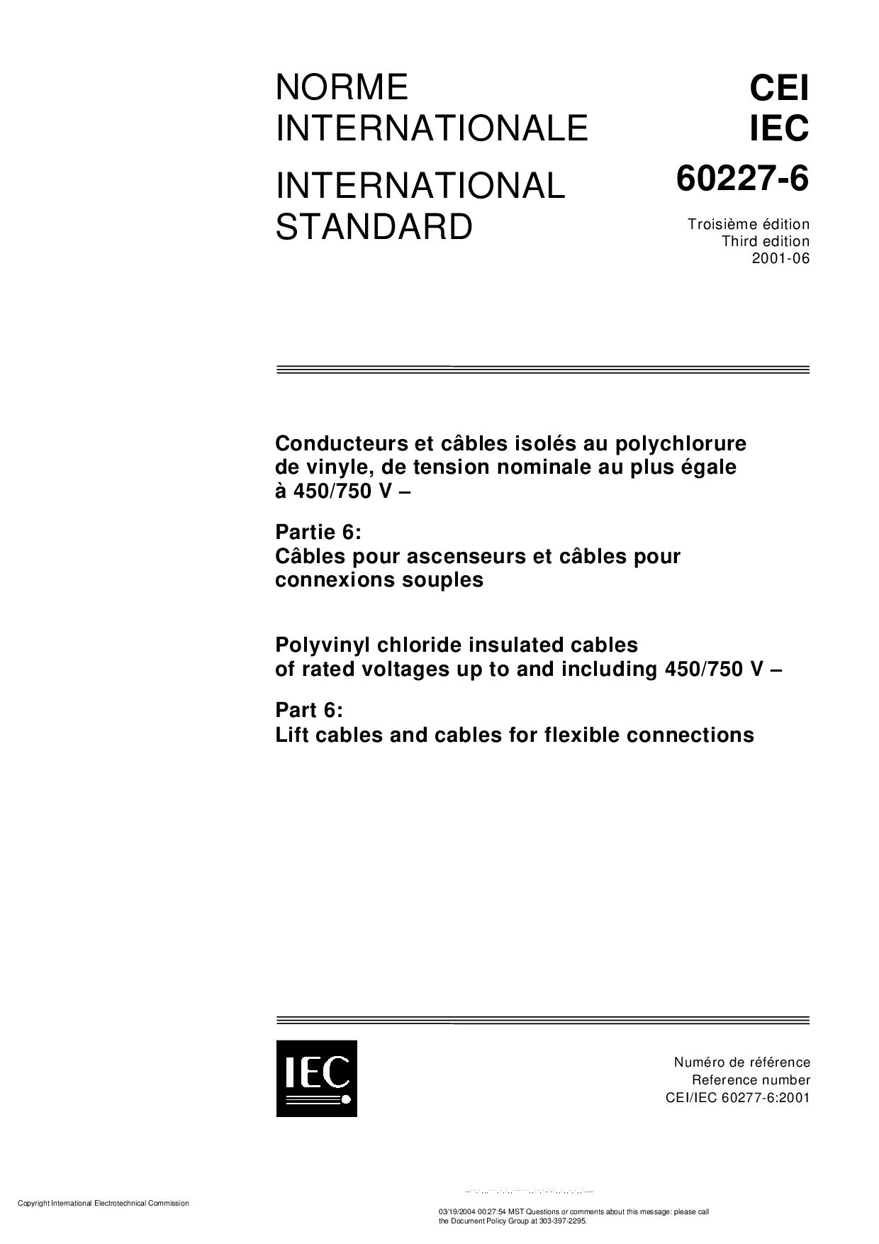 IEC 60227-6:2001封面图