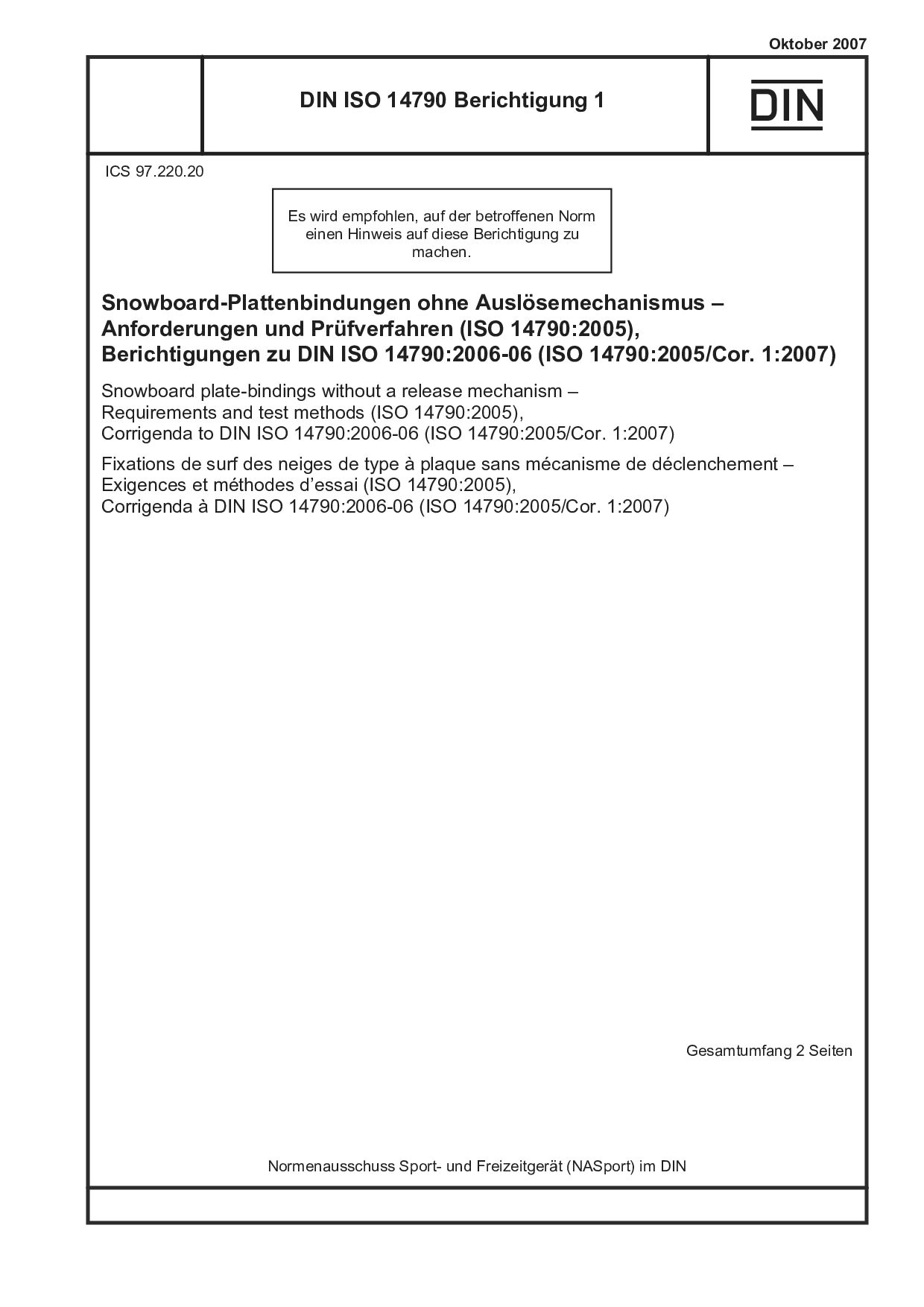 DIN ISO 14790 Berichtigung 1:2007