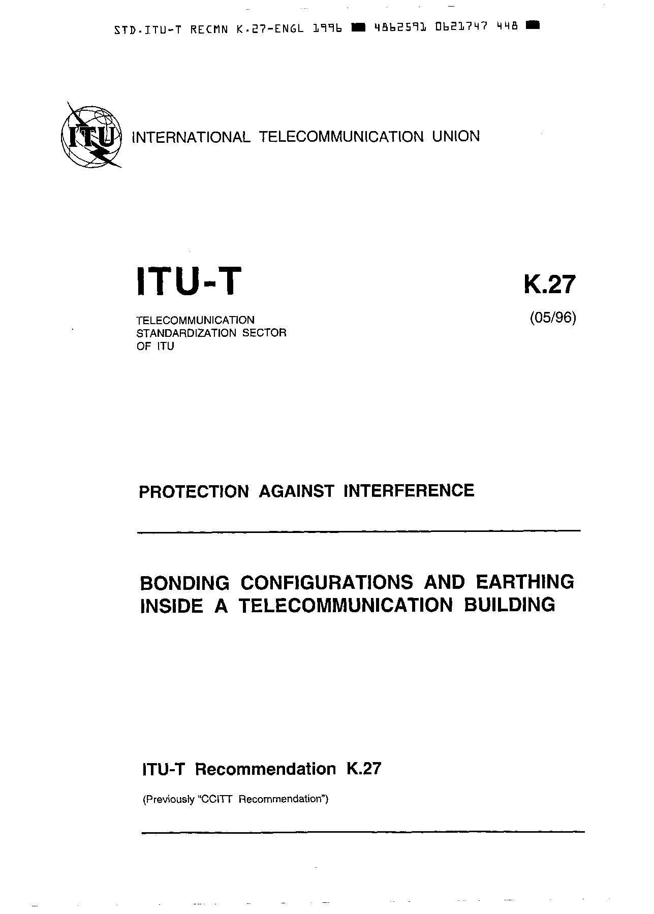 ITU-T K.27-1996封面图