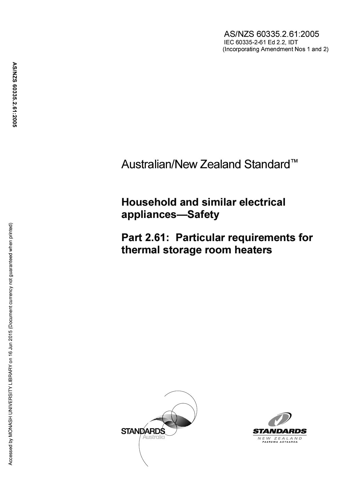 AS/NZS 60335.2.61:2005(R2009)封面图