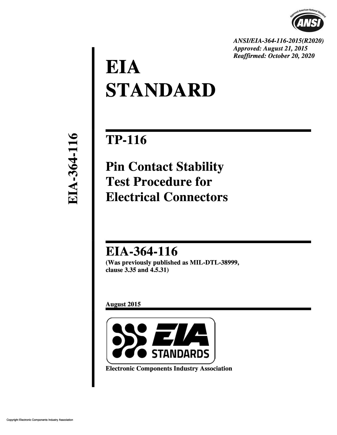 ANSI/EIA 364-116:2015(2020)