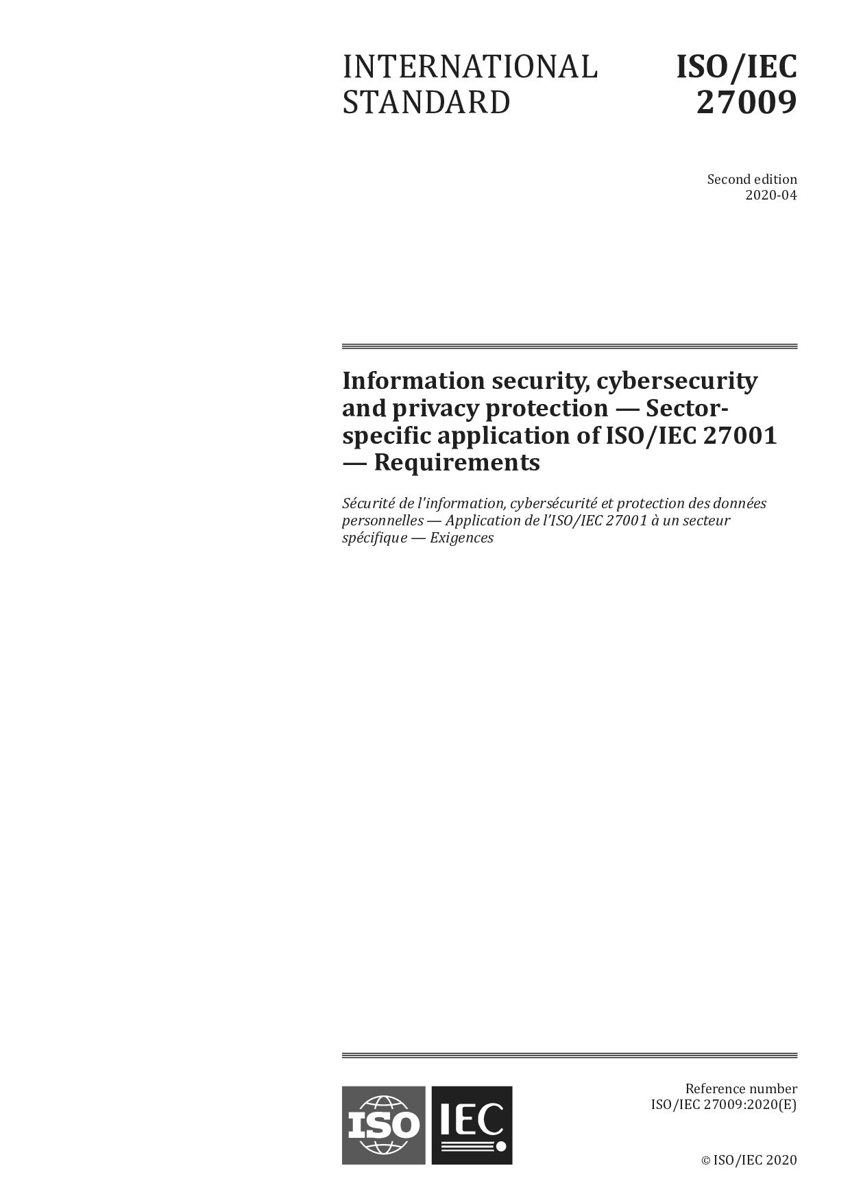 ISO/IEC 27009-2020