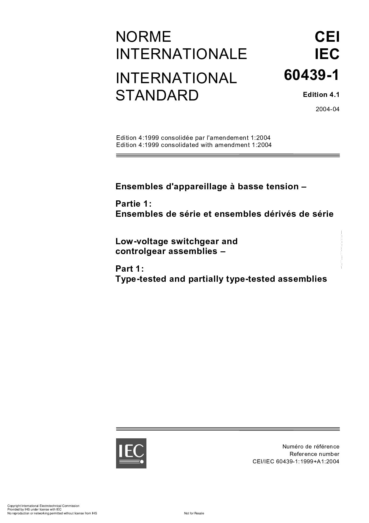 IEC 60439-1:2004封面图