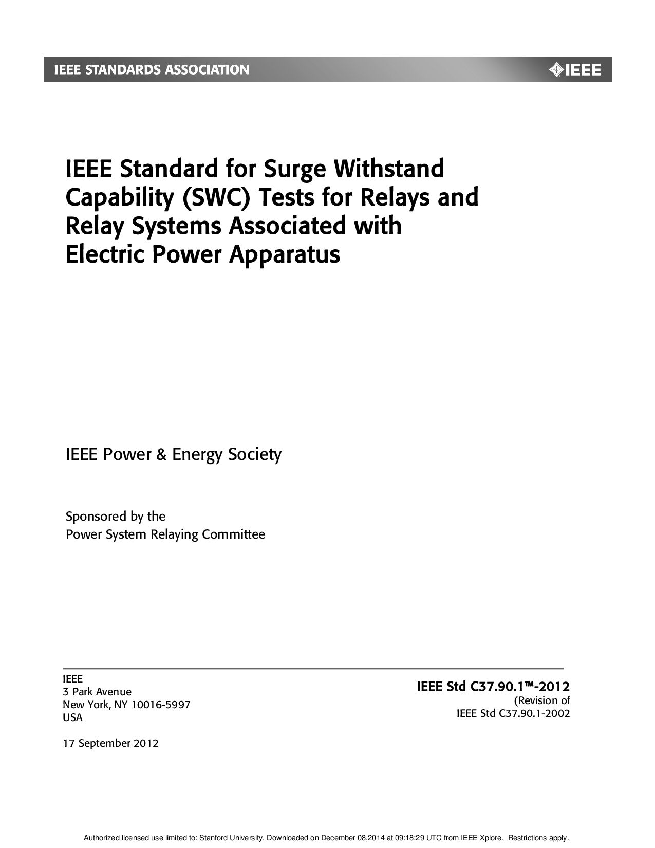 IEEE Std C37.90.1-2012封面图