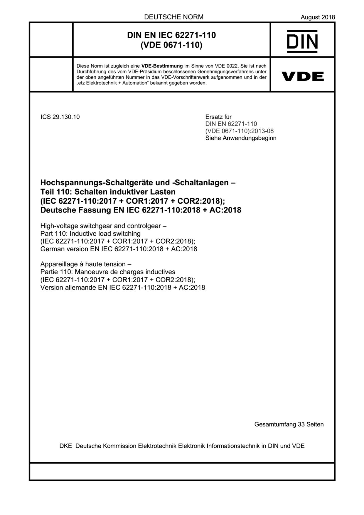 DIN EN IEC 62271-110:2018封面图