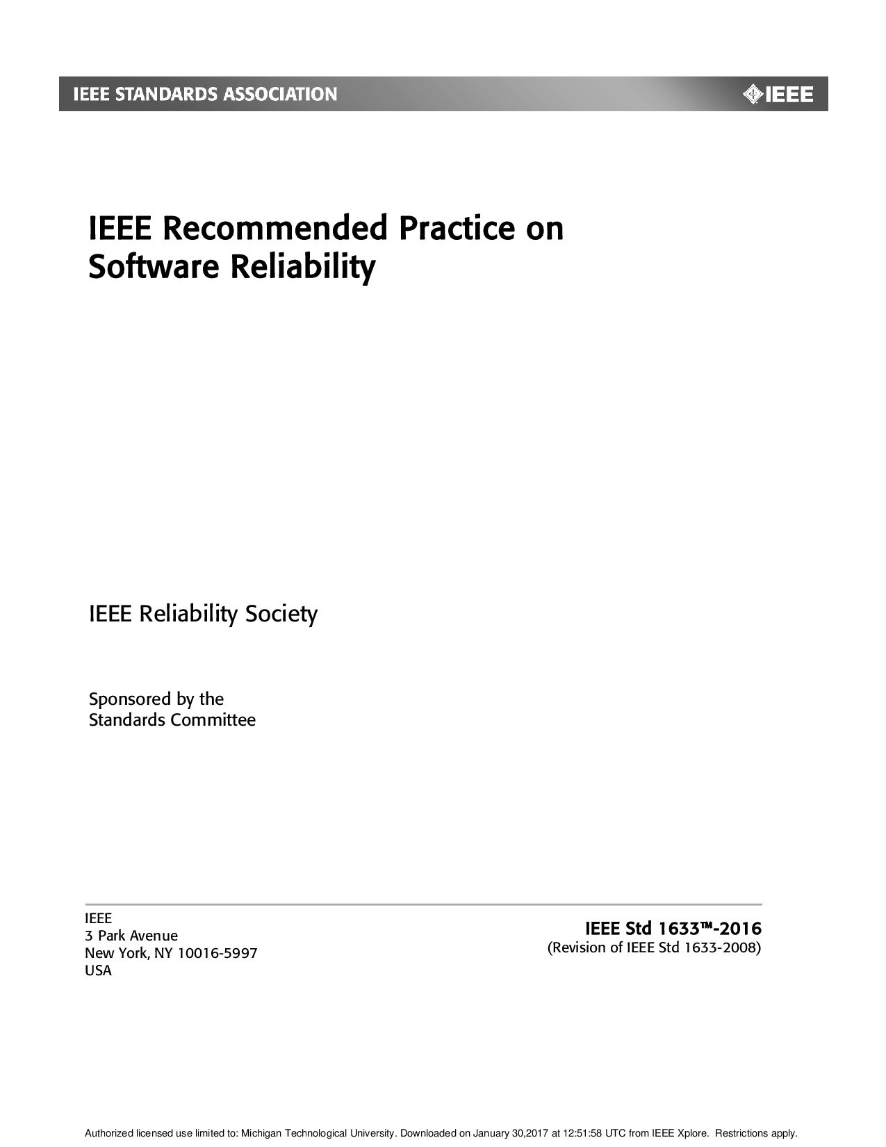 IEEE Std 1633-2016封面图