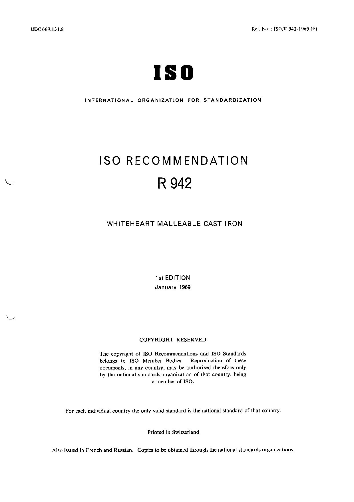 ISO/R 942:1969封面图
