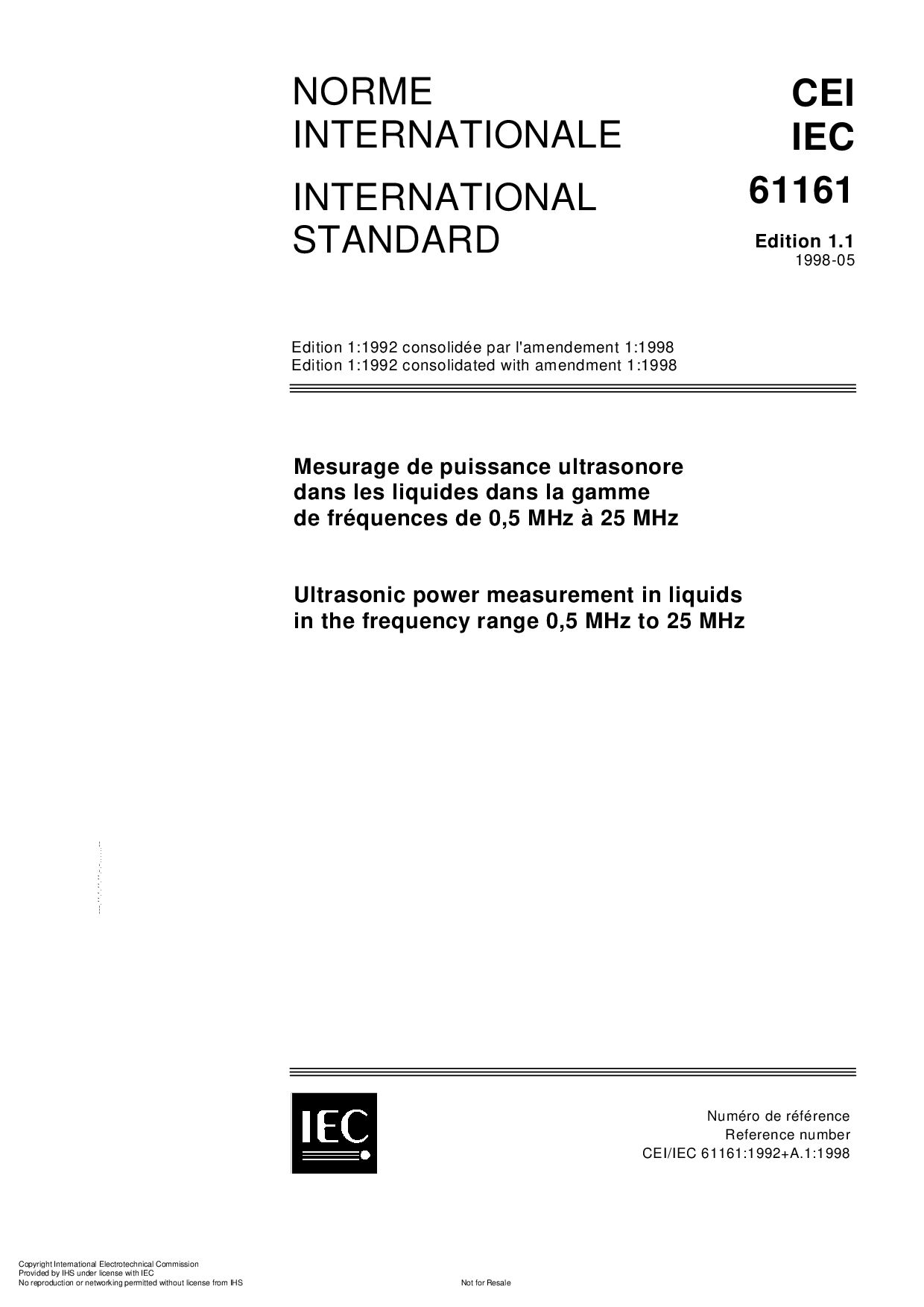 IEC 61161:1998封面图