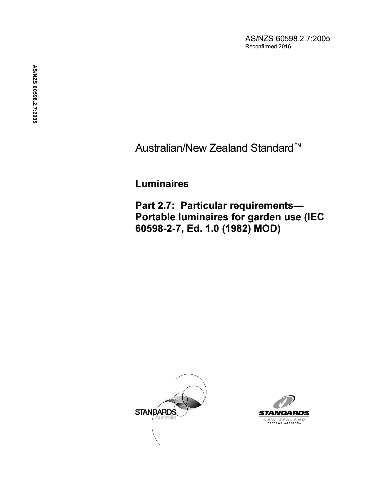 AS/NZS 60598.2.7:2005(R2016)封面图