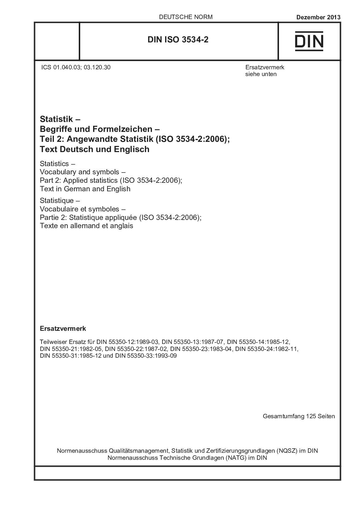 DIN ISO 3534-2:2013-12封面图