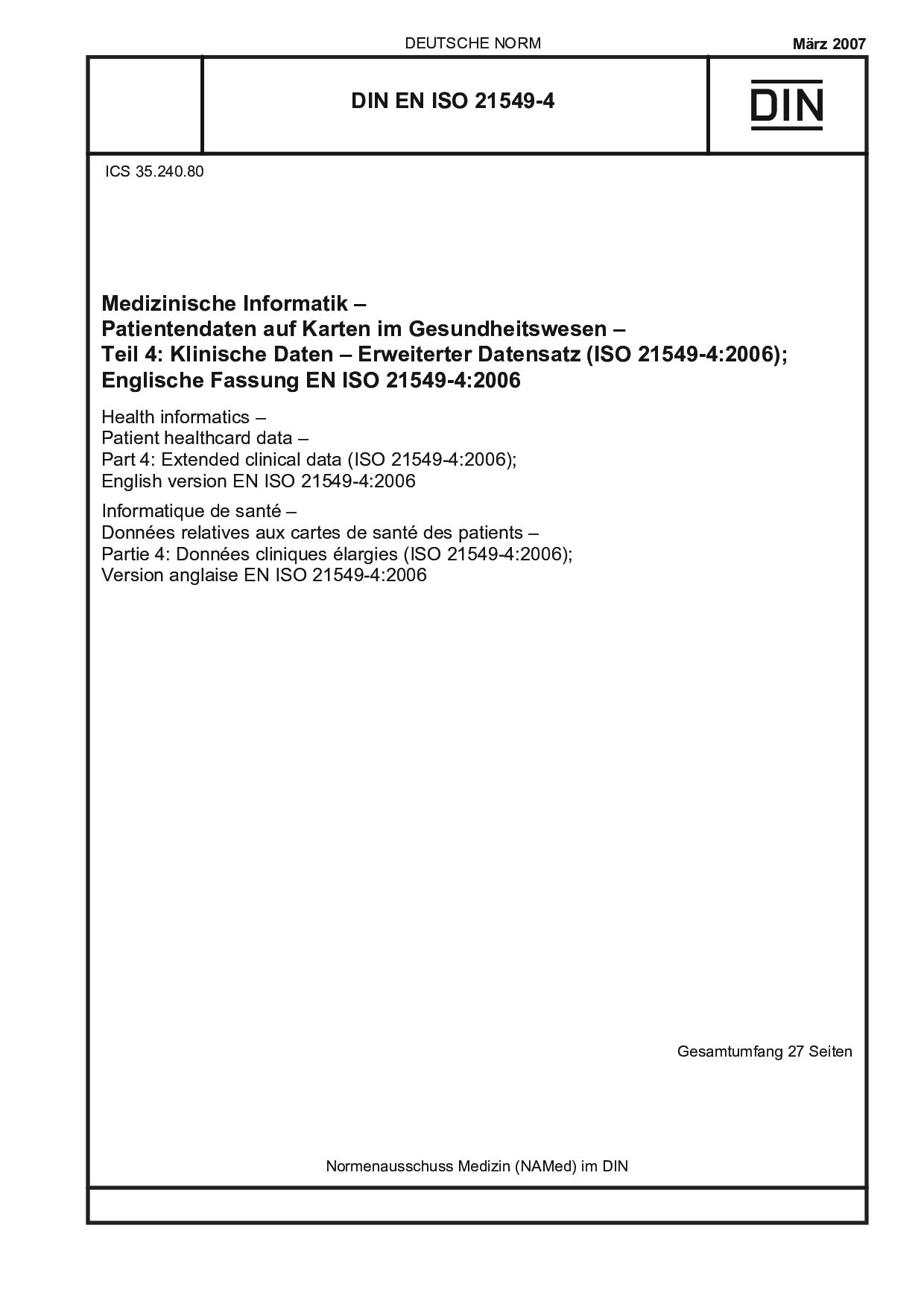 DIN EN ISO 21549-4:2007封面图