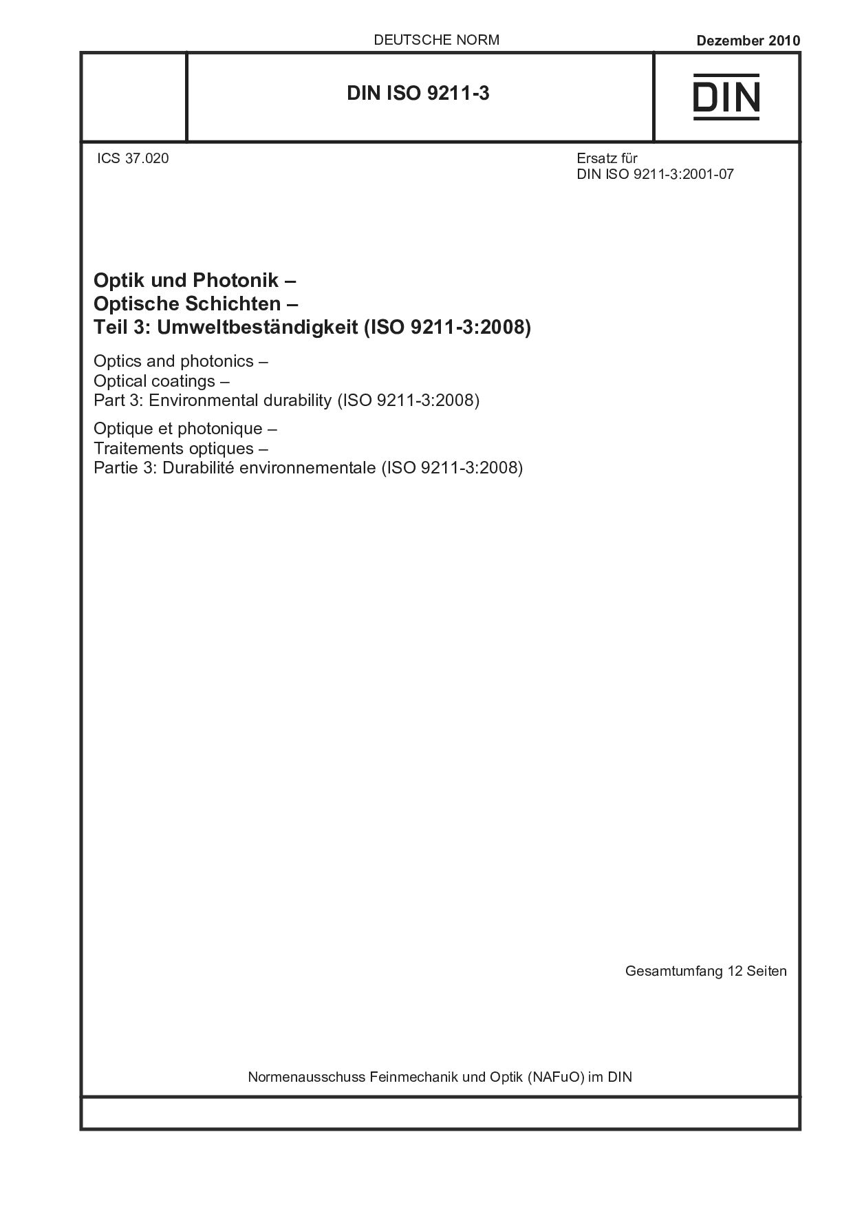 DIN ISO 9211-3:2010-12封面图