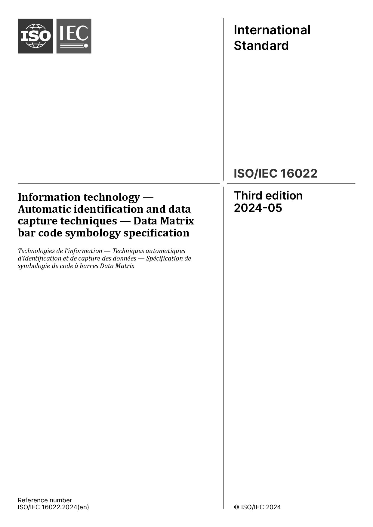 ISO/IEC 16022:2024封面图