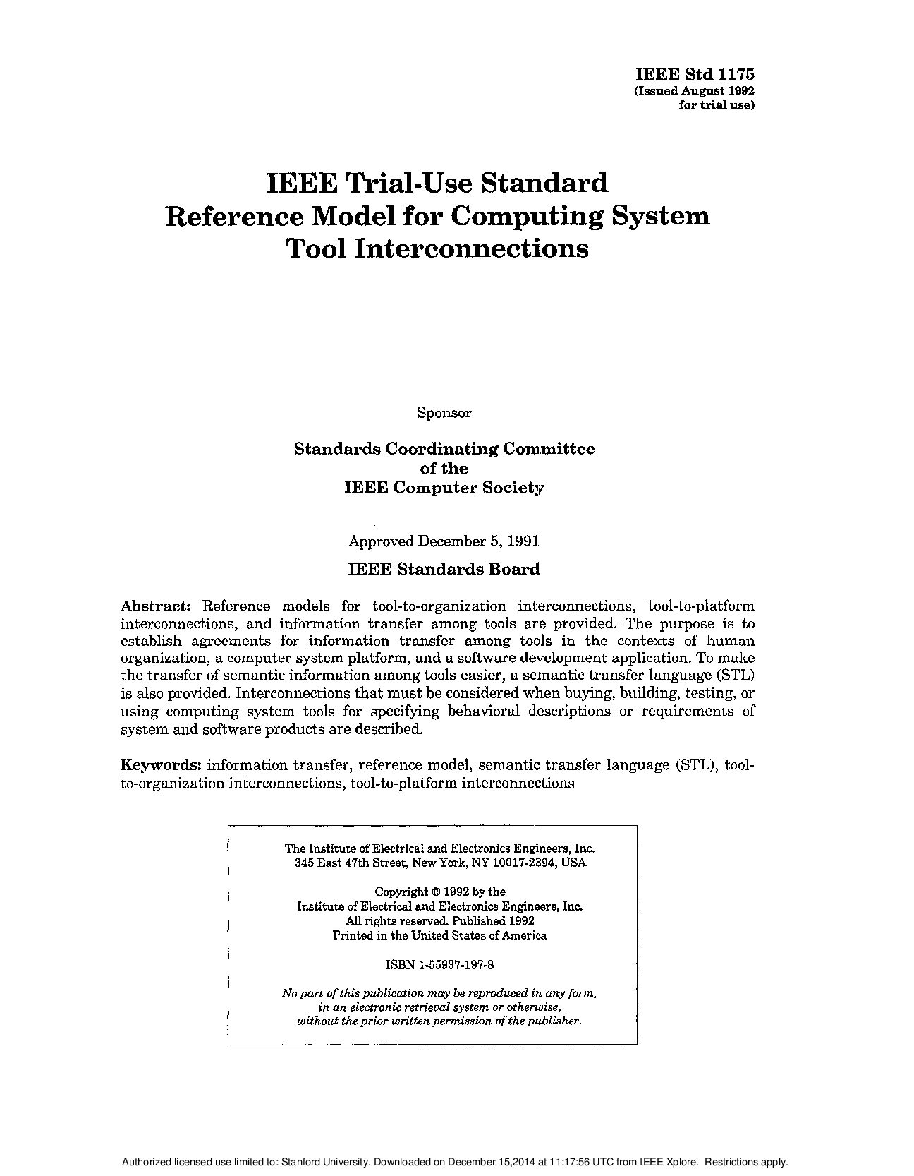 IEEE Std 1175-1991封面图