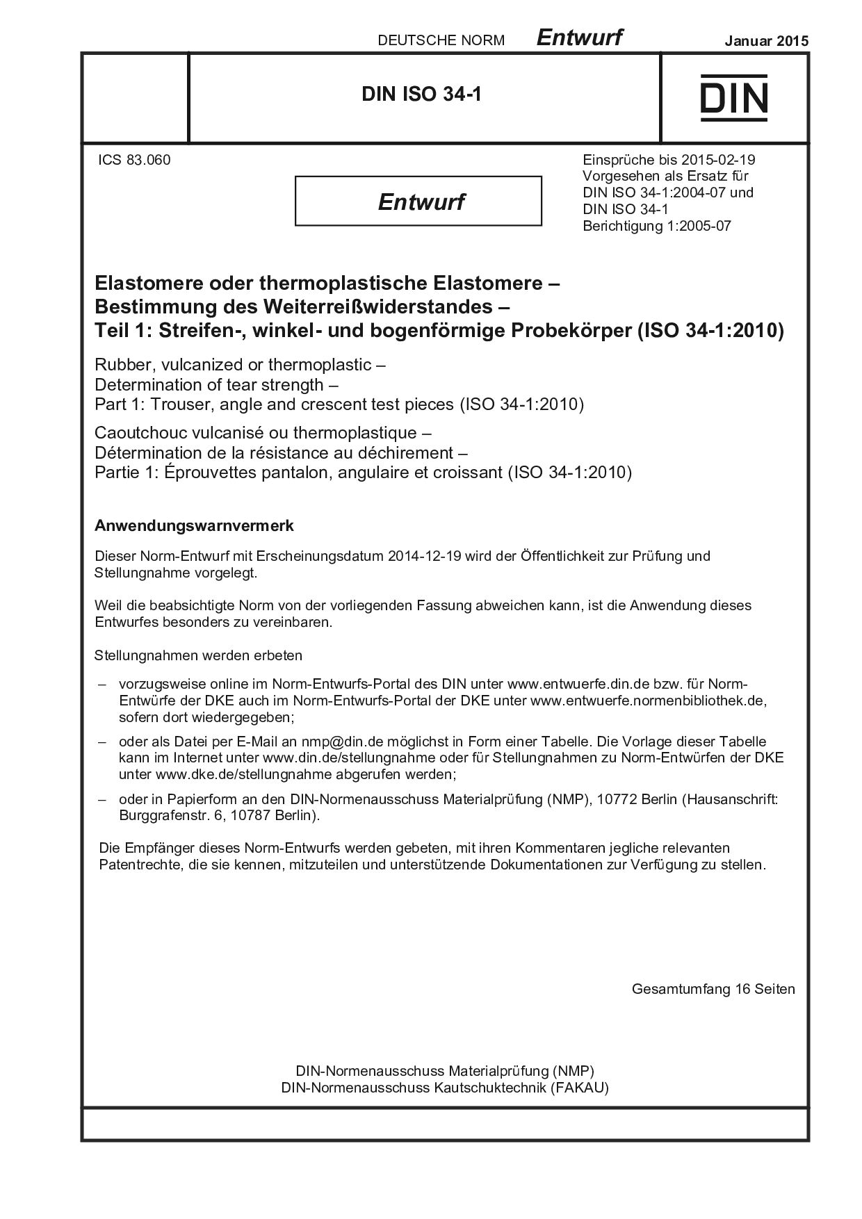 DIN ISO 34-1 E:2015-01封面图