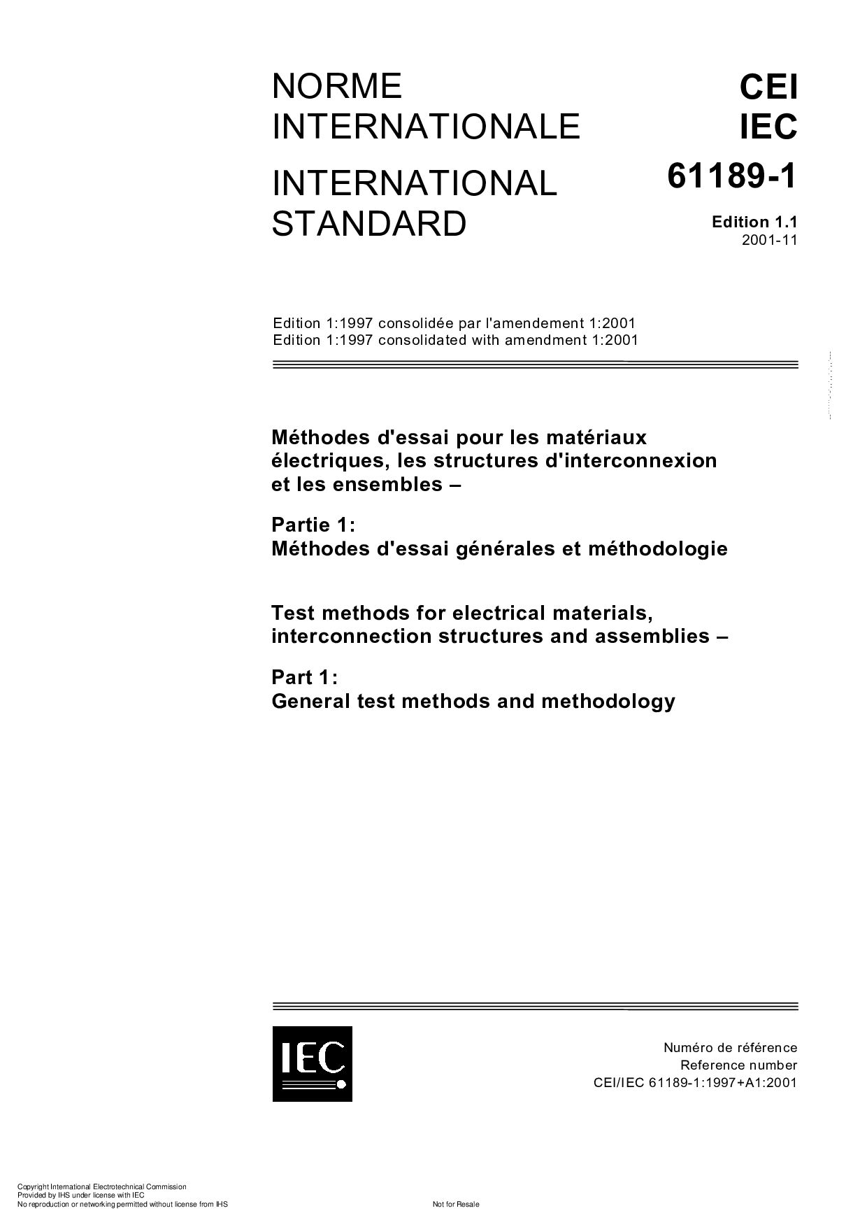 IEC 61189-1 Edition 1.1-2001