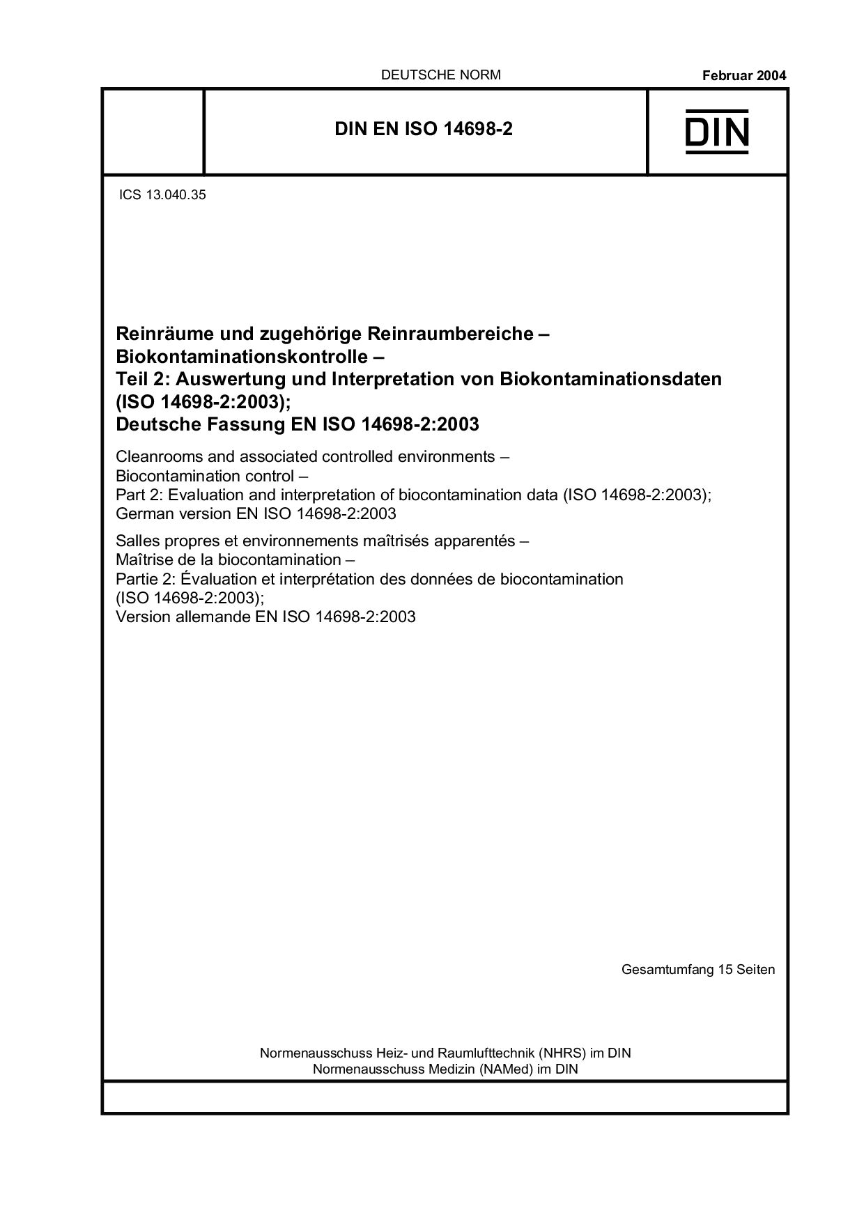 DIN EN ISO 14698-2:2004封面图