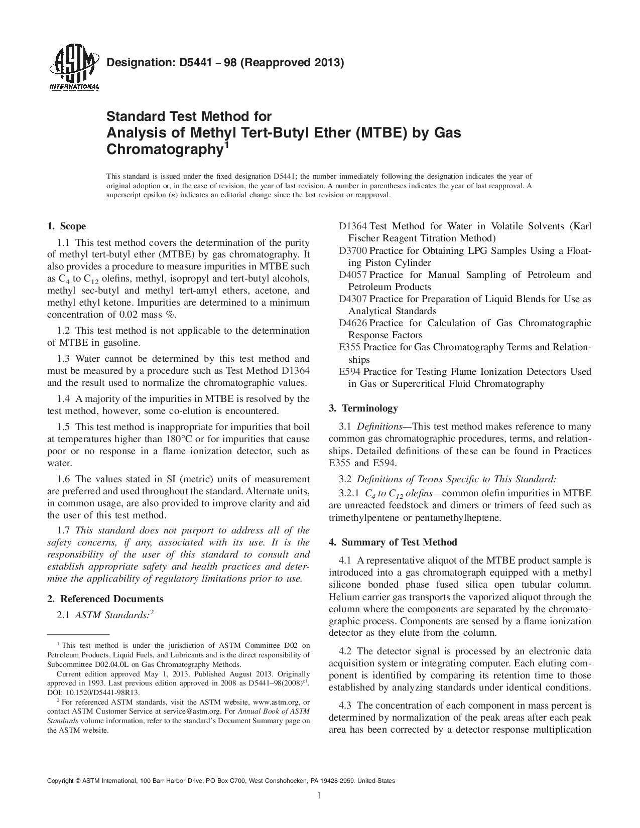 ASTM D5441-98(2013)封面图