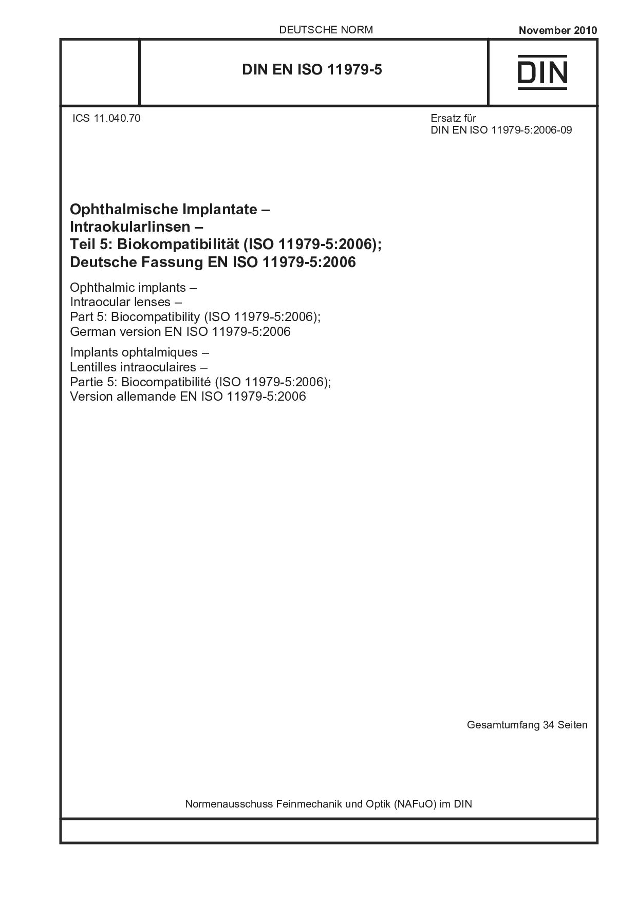 DIN EN ISO 11979-5:2010封面图