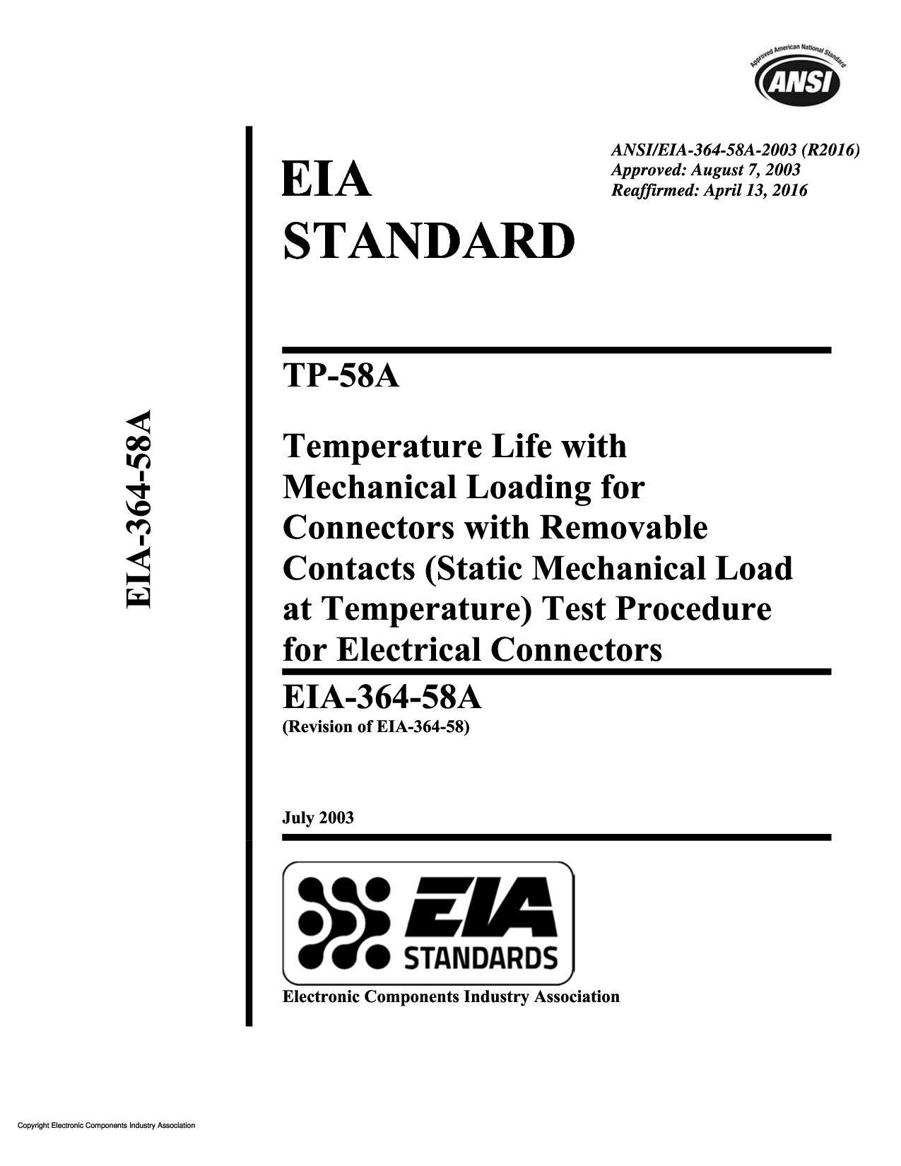 ANSI/EIA 364-58A:2003(2016)