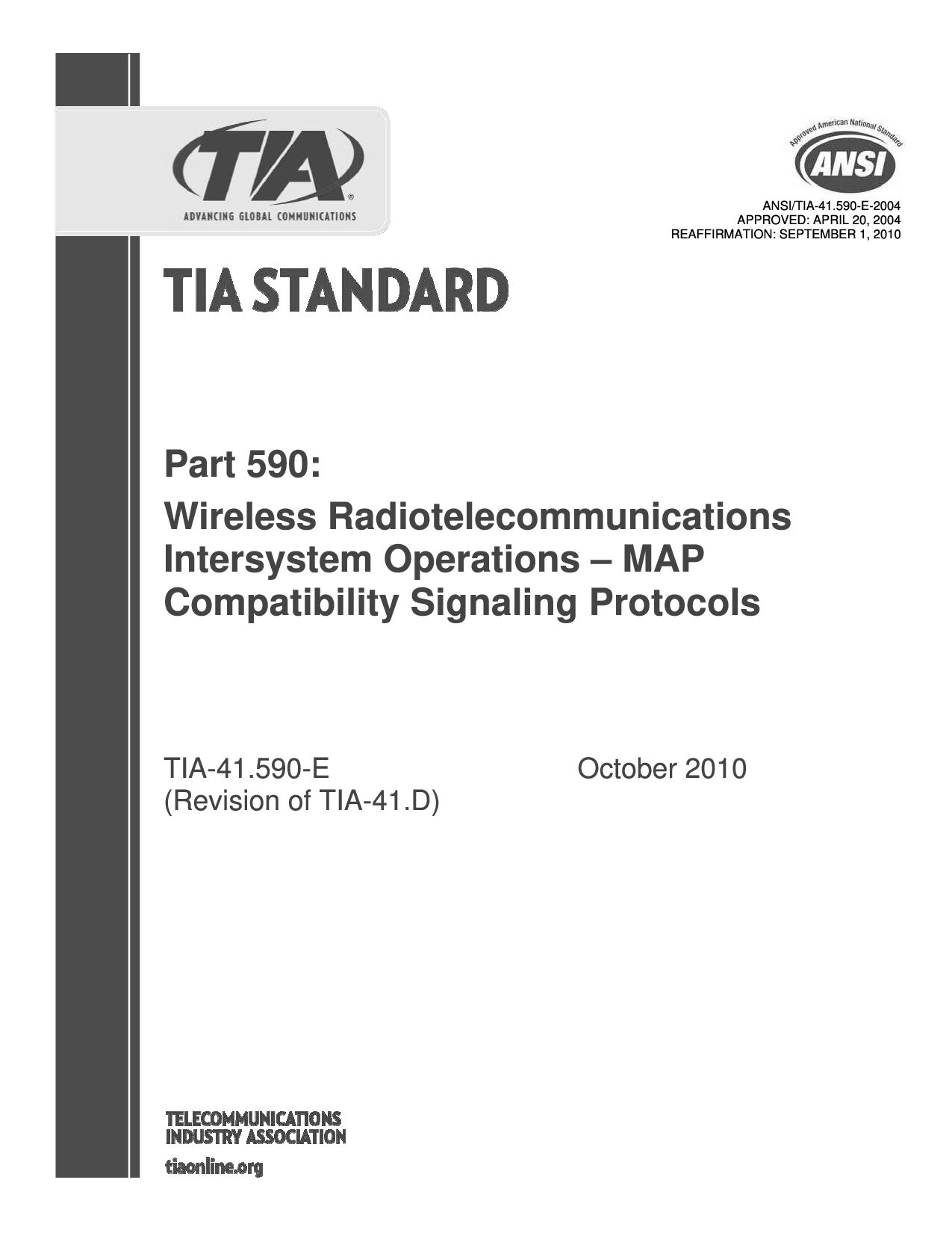 ANSI/TIA-41.590-E-2004(2010)封面图