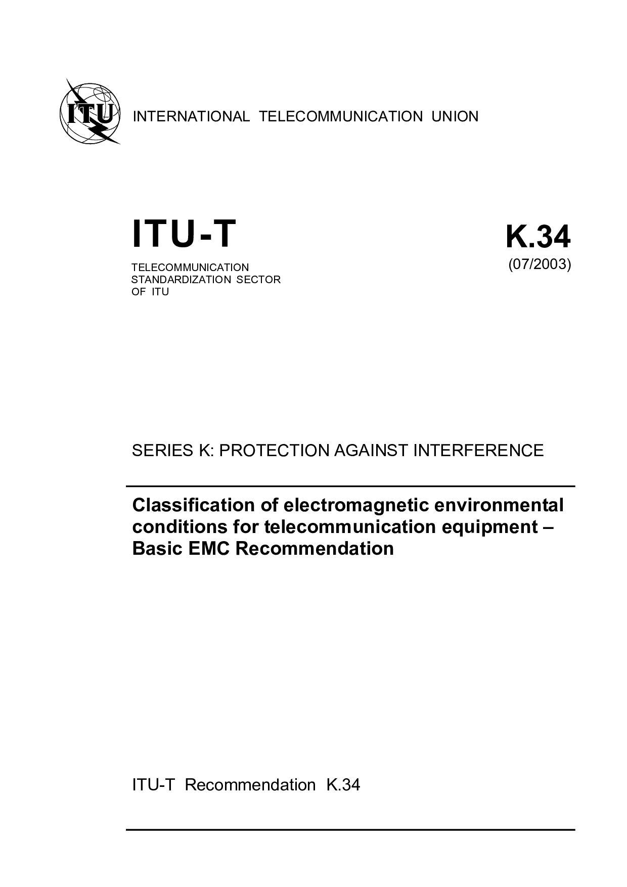 ITU-T K.34-2003