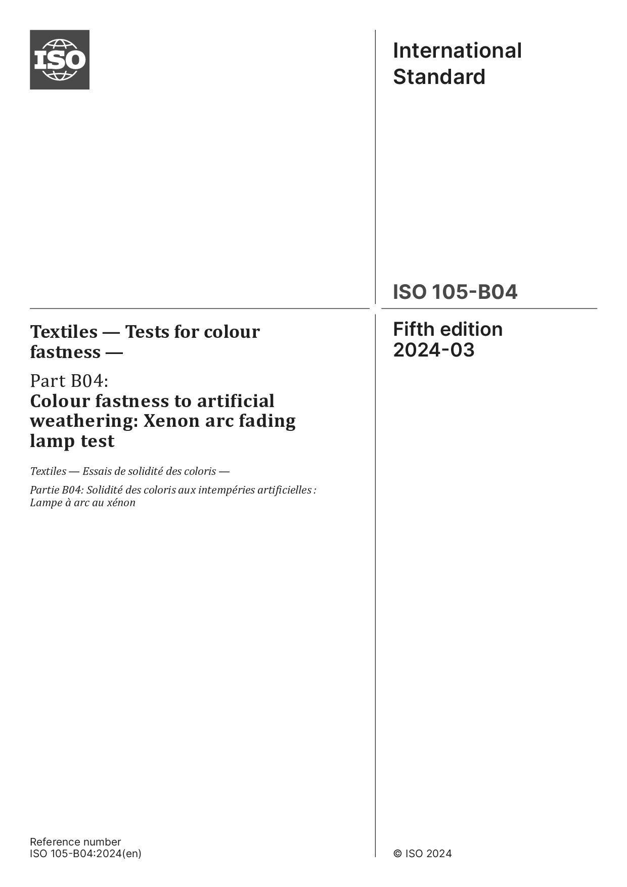 ISO 105-B04:2024封面图